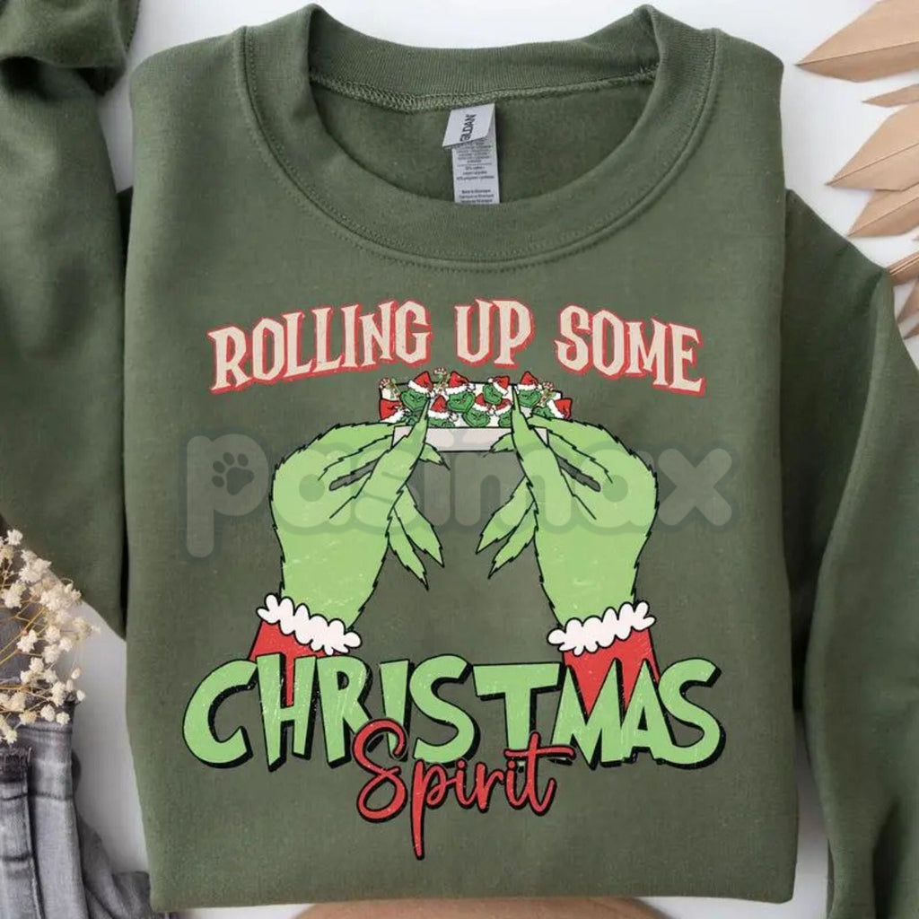 Pasimax "Rolling Up Some Christmas Spirit" Sweatshirt | Funny Laid-Back Holiday Crewneck | Relaxed Xmas Jumper — lifestyle co