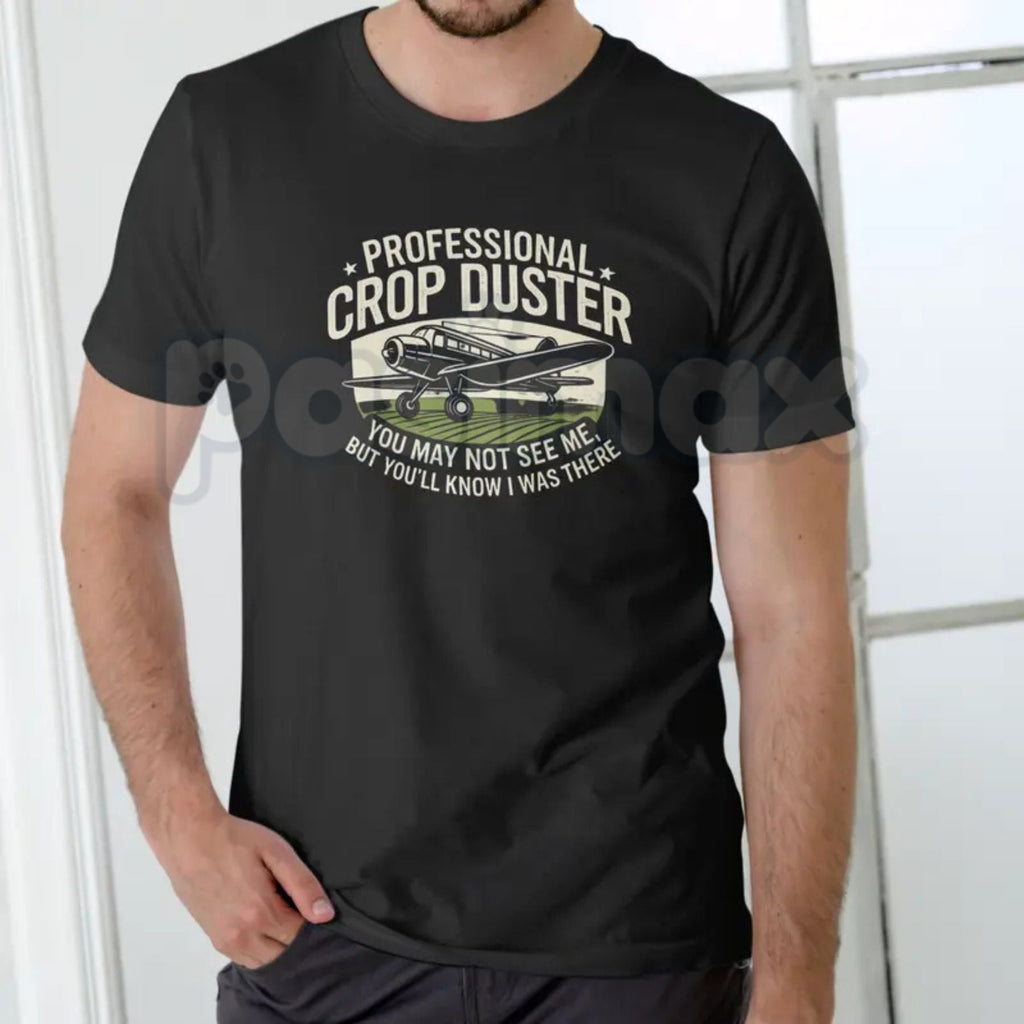 Pasimax "Professional Crop Duster" Industrial Safety T-Shirt - Funny Hazmat Graphic Tee, Premium 100% Cotton Warning Label Sh