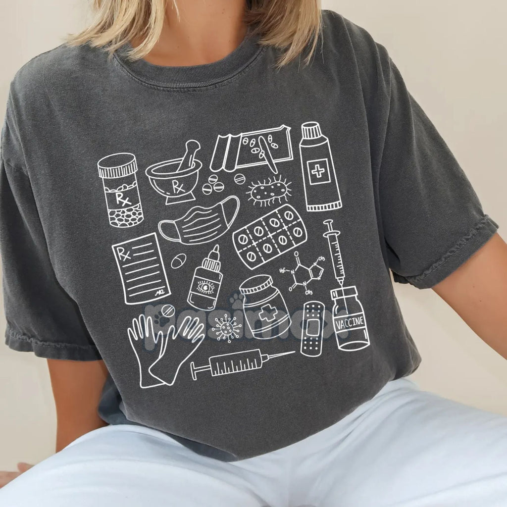 Pasimax Pharmacy Doodle T-Shirt — lifestyle context