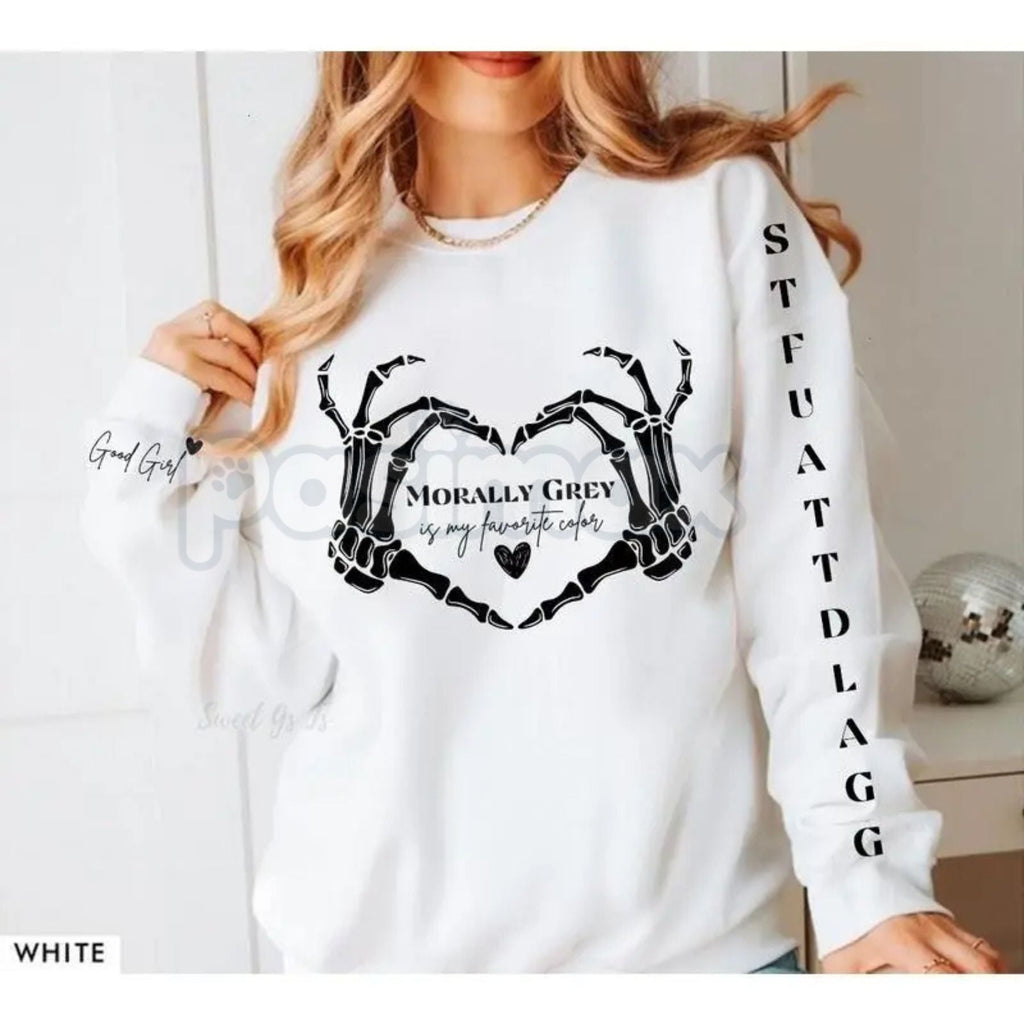 Pasimax "Morally Grey" Dark Romance Sweatshirt – Bookish Fandom Reader Crewneck — lifestyle context