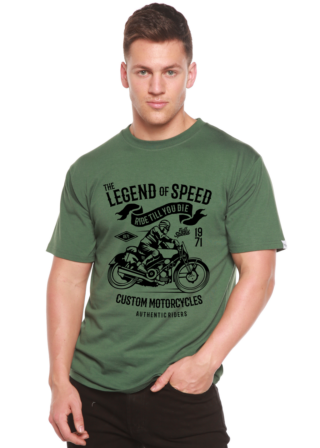 Spun Bamboo The Legend of Speed Spun Bamboo® Men's Bamboo Viscose/Organic Cotton Short Sleeve Graphic T-Shirt — back view