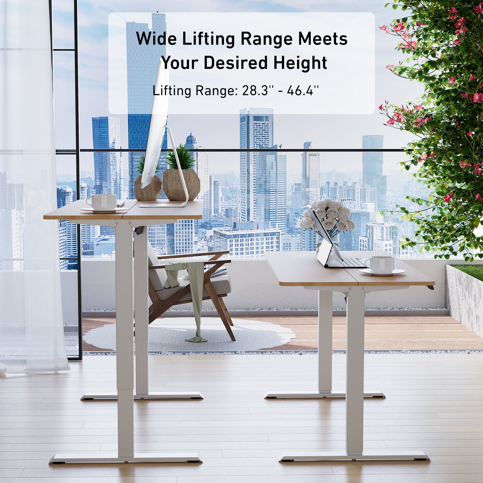 DeerRun®Electric Standing Desk, 39 x 23 Inches Height Adjustable, view 3