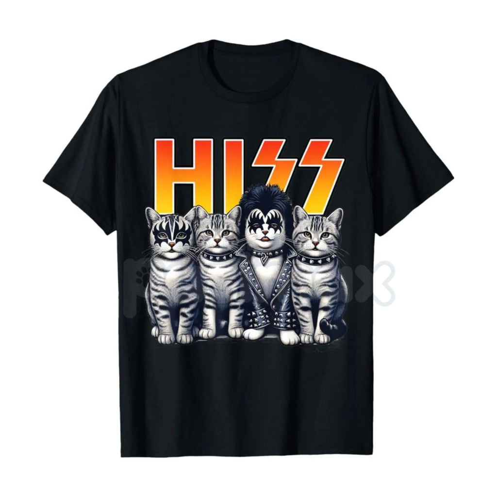 Pasimax Cute Hiss Cats Rock Kittens T-Shirt - Funny Music Cat Lovers Men Tee, Kitty Rocking Graphic Apparel, Feline Rock and 