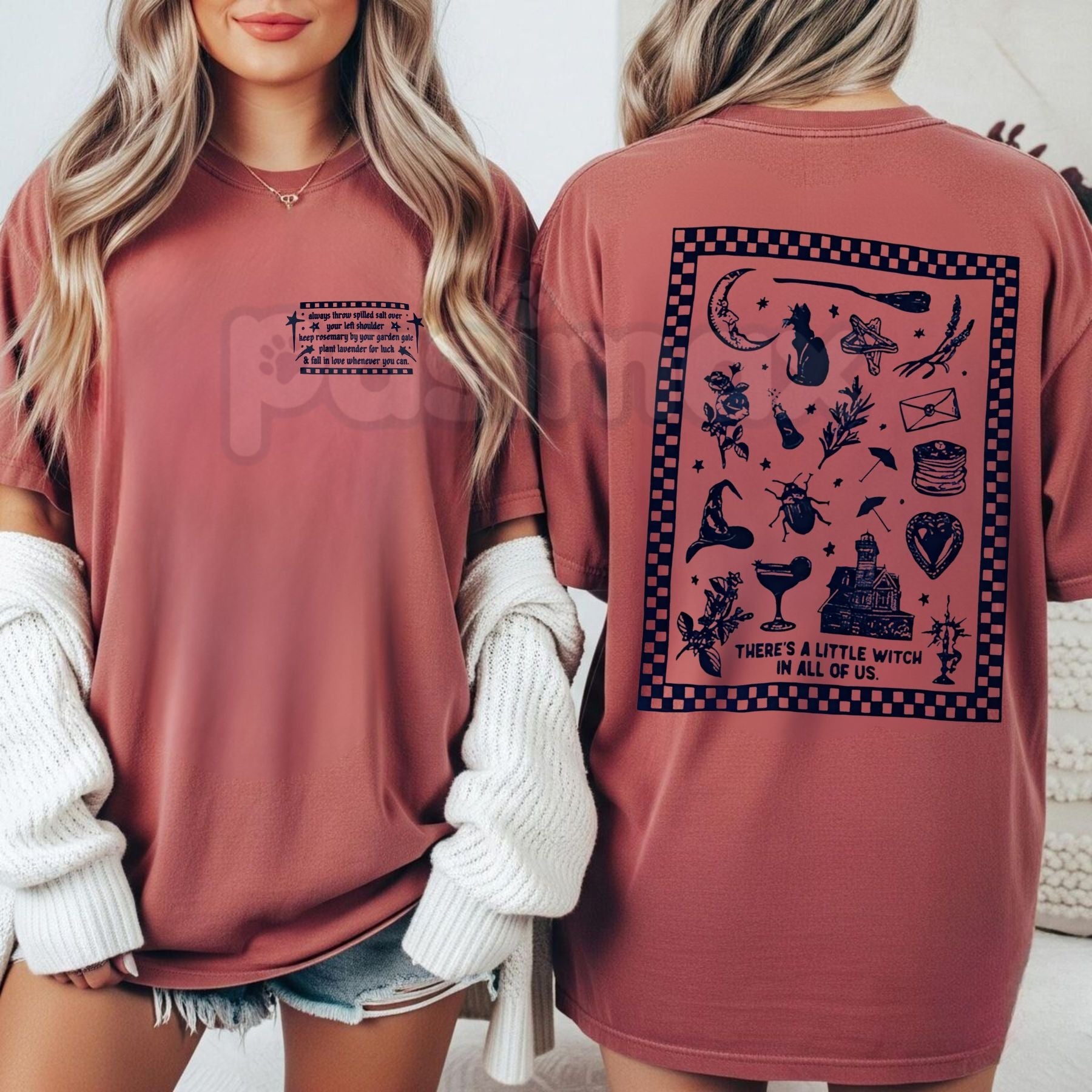Pasimax Practical Magic Shirt – Midnight Margaritas Witch Tee, Vintage Comfort Colors® Halloween Aesthetic — lifestyle contex