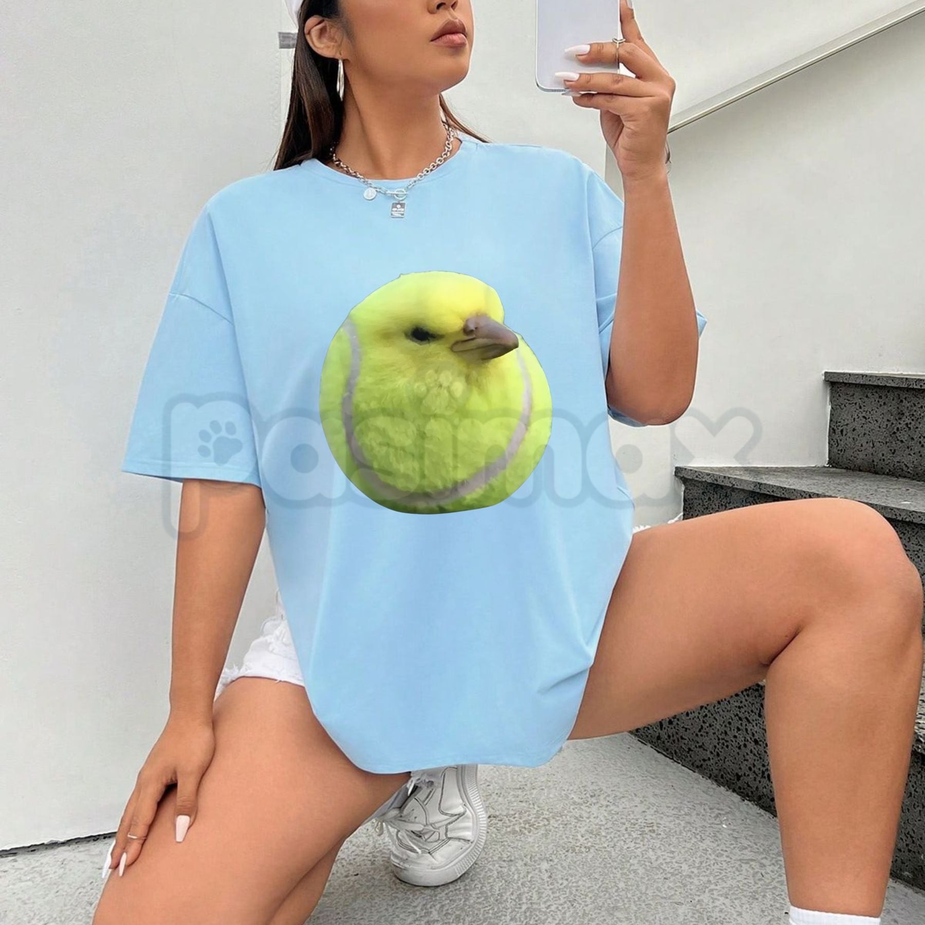 Pasimax Silly Tennis Bird Meme T-Shirt - Gen Z Brainrot Aesthetic Graphic Tee, Funny Viral Internet Bird Shirt, Premium Heavy