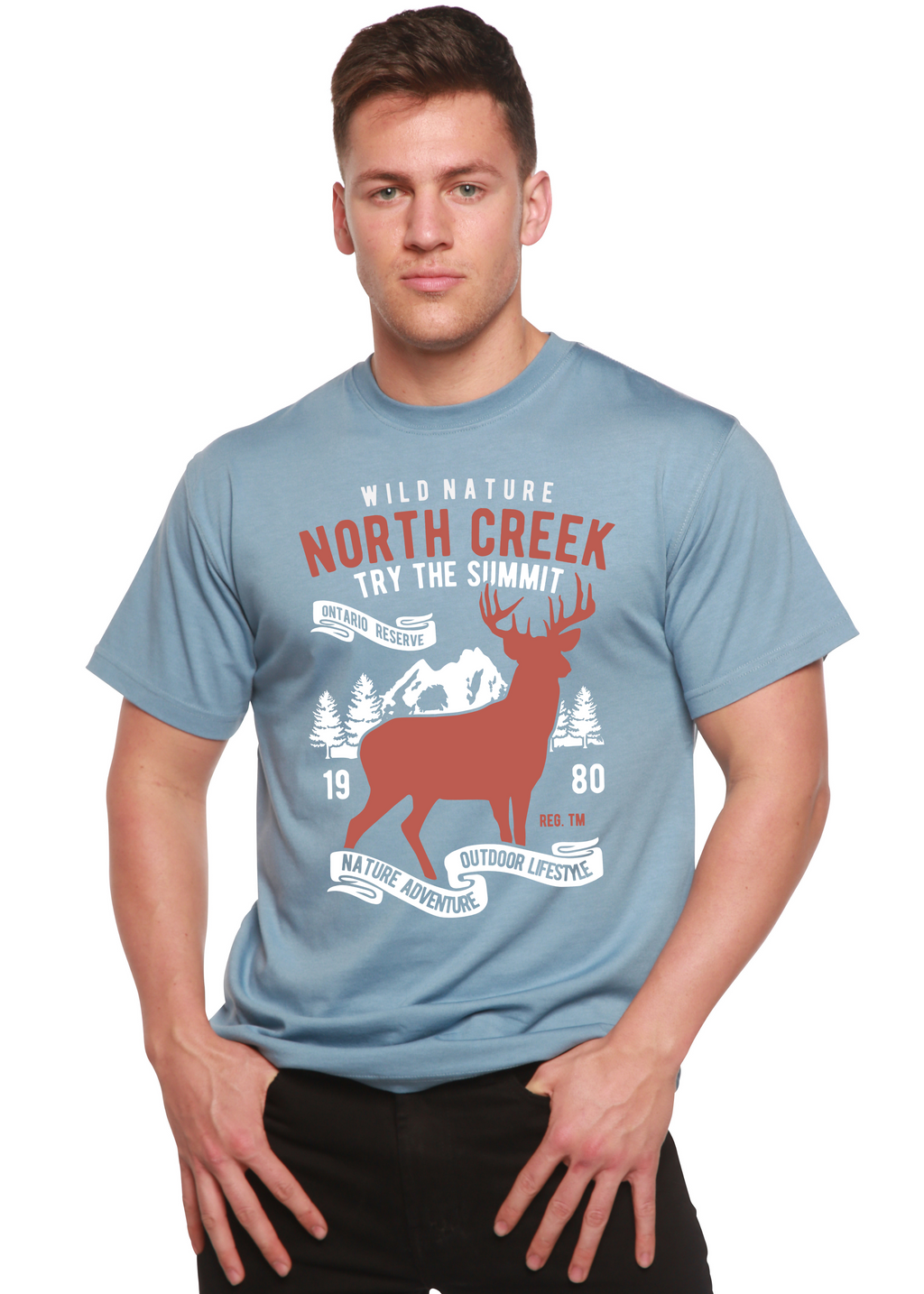 Spun Bamboo North Creek Spun Bamboo® Men's Bamboo Viscose/Organic Cotton Short Sleeve Graphic T-Shirt — in-use photo