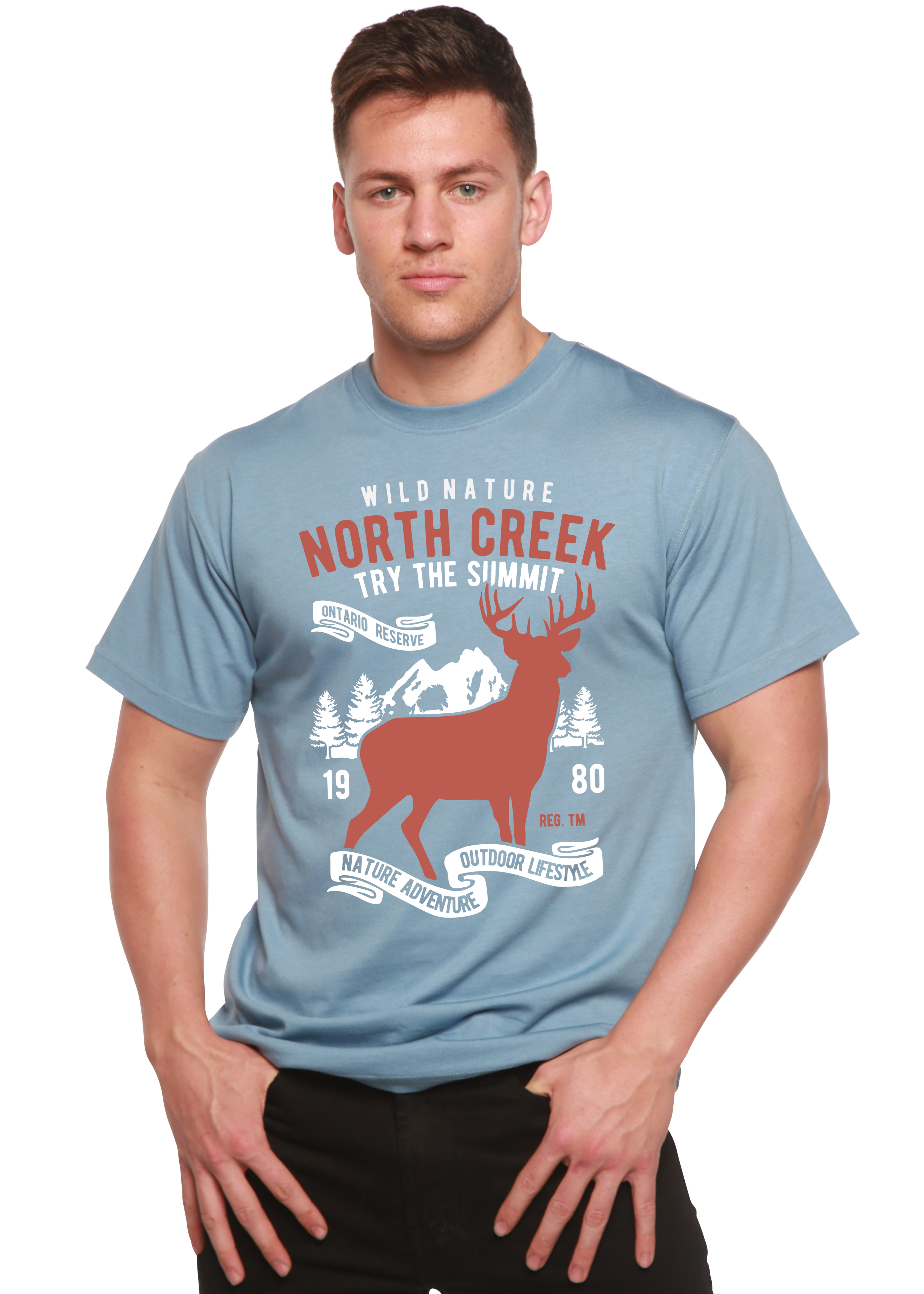 Spun Bamboo North Creek Spun Bamboo® Men's Bamboo Viscose/Organic Cotton Short Sleeve Graphic T-Shirt — in-use photo