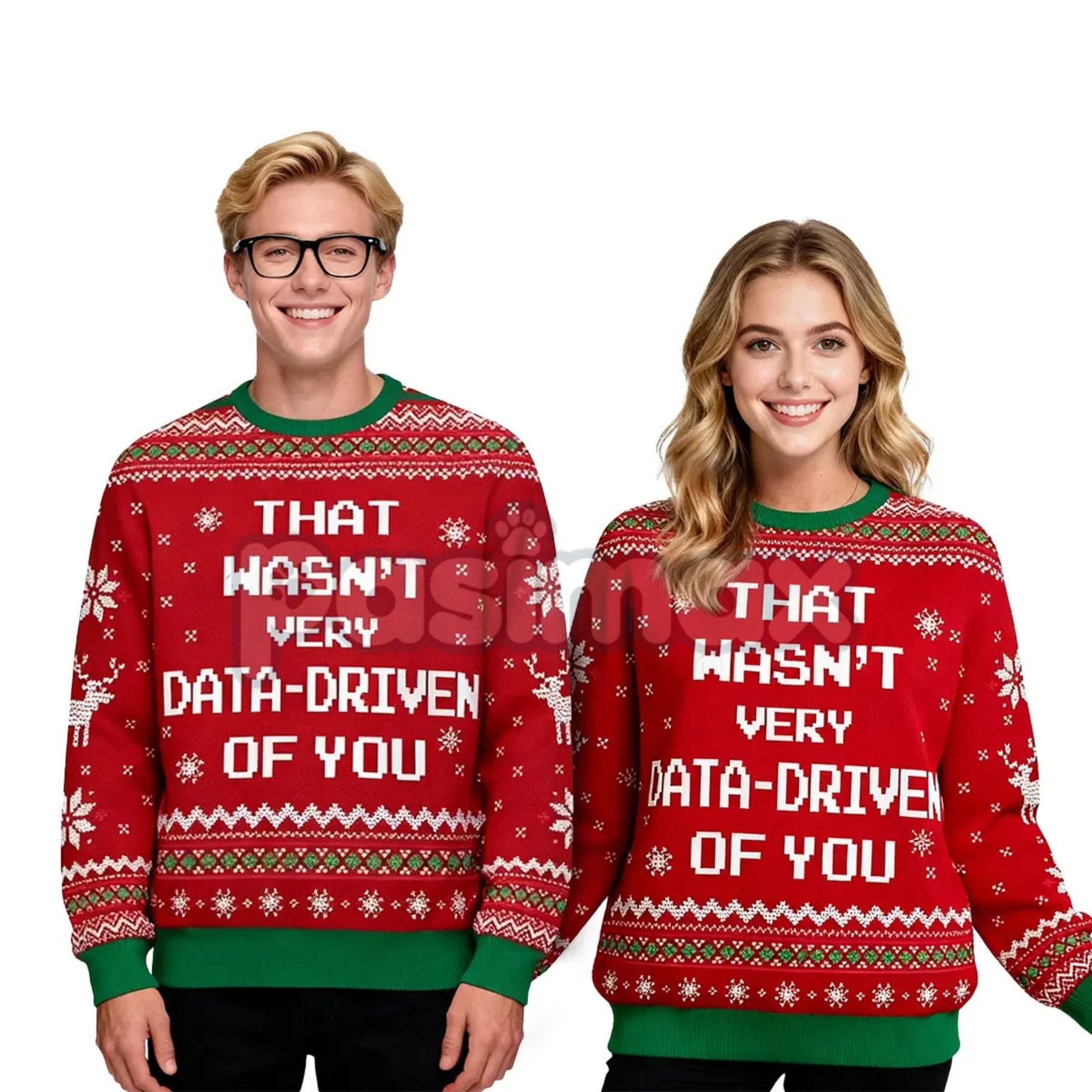 Pasimax Classic Geek Style Ugly Christmas Sweater – Cozy Crew Neck Knit Jumper, Perfect Holiday Gift for Men & Women — detail