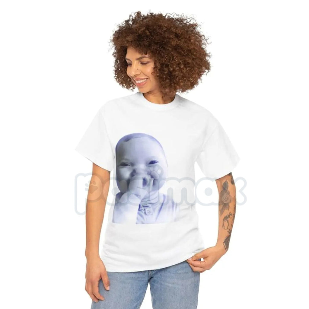 Pasimax Viral AI Baby Laughing Meme Shirt - "Holding Back a Laugh" Tuff Tee, Funny Internet Culture Apparel, Relatable Humor 