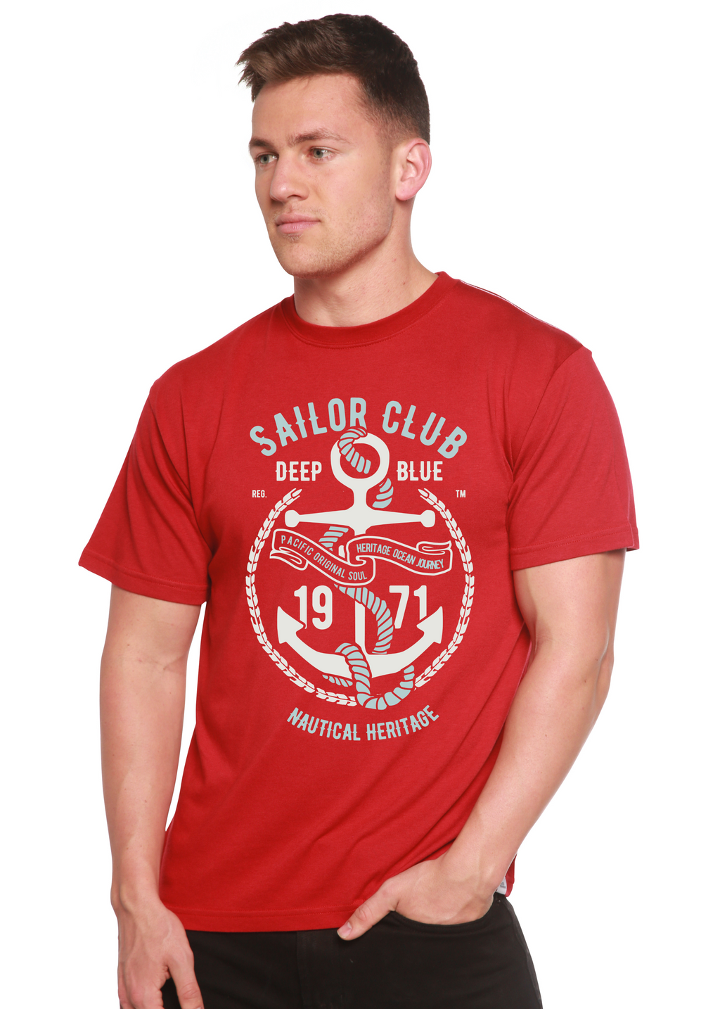 Spun Bamboo Sailor Club Spun Bamboo® Men's Bamboo Viscose/Organic Cotton Short Sleeve Graphic T-Shirt — side view