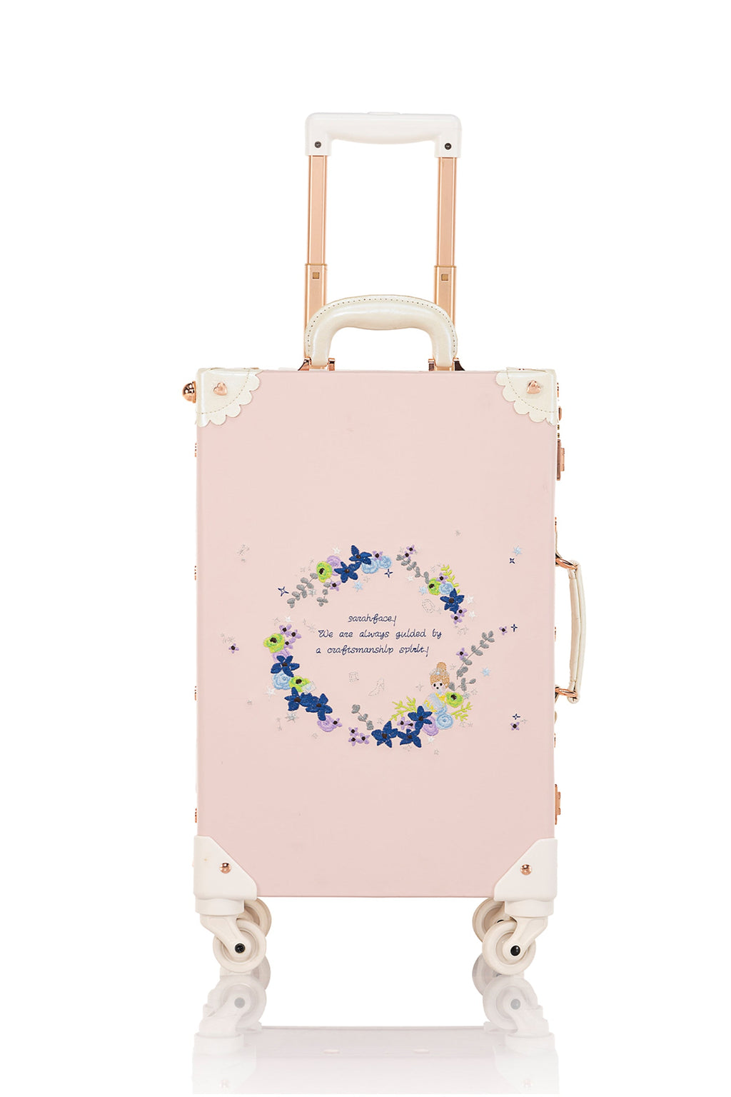 SarahFace Spinner Suitcase - Embroidery Cherry Pink