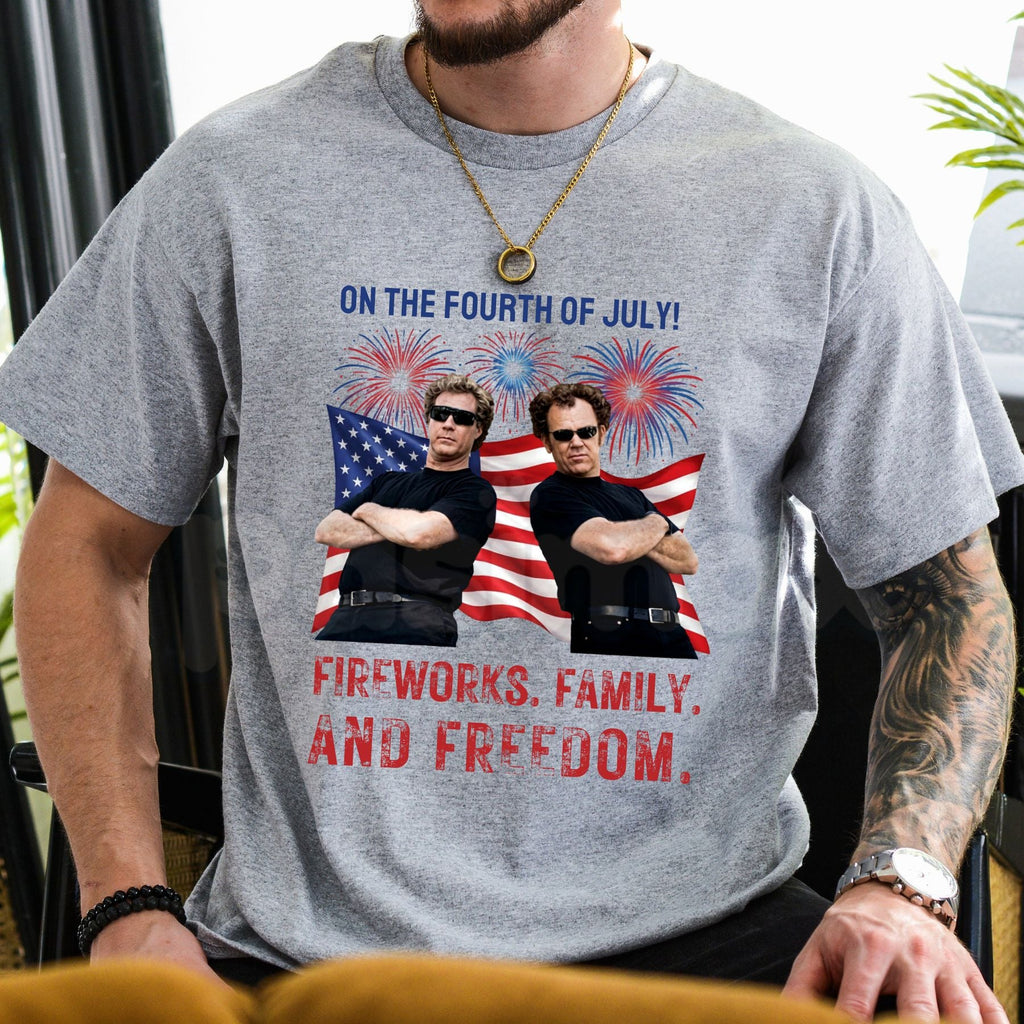 "Boats Hoes and Freedom" 4th of July T-Shirt – Funny Patriotic Nautical Graphic Tee, Premium 100% Cotton Independence Day Party Top, Soft Lived-In Heavyweight Summer Lake Life Shirt, Made in USA