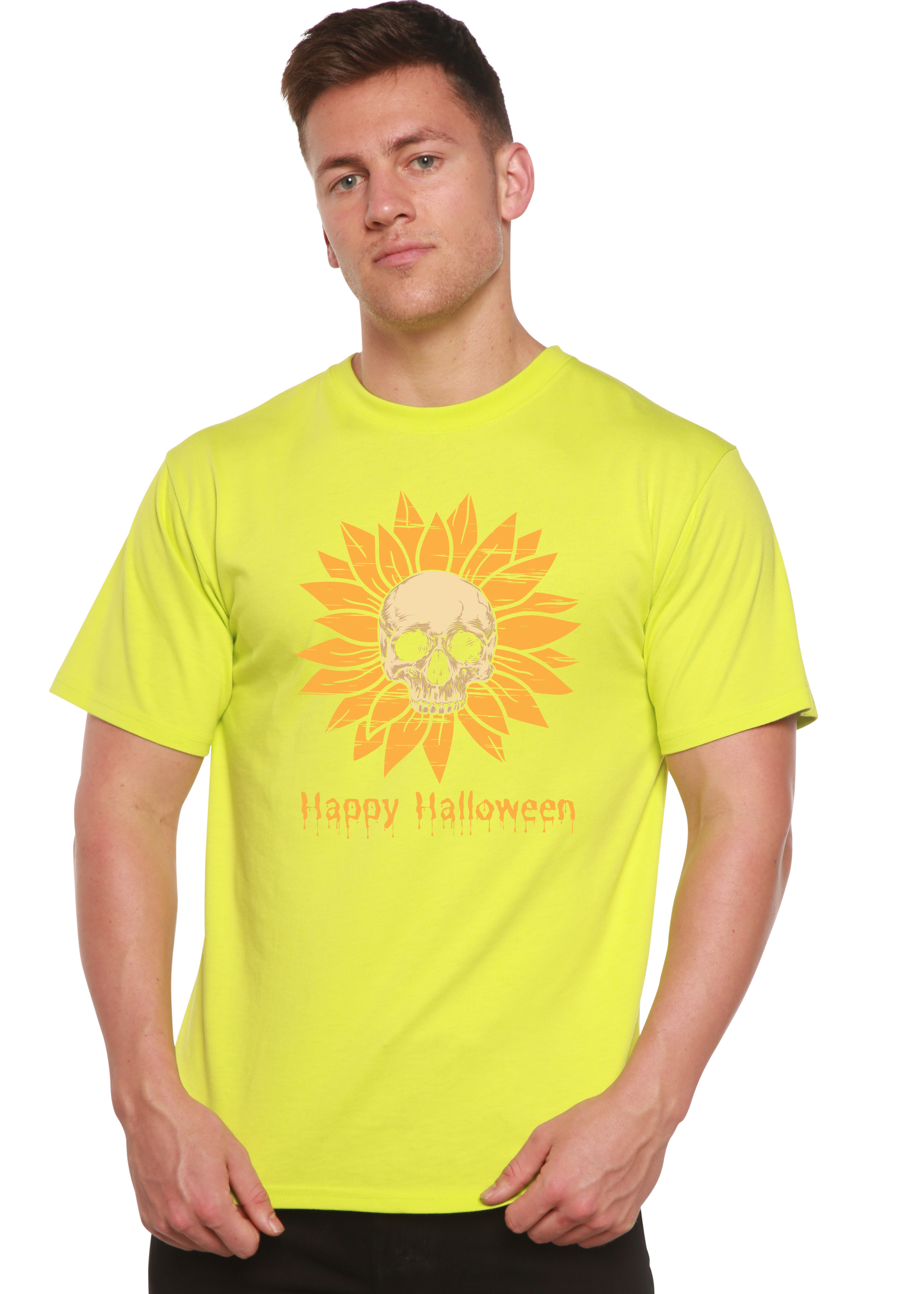 Spun Bamboo Happy Halloween Day Men's Bamboo Viscose/Organic Cotton Short Sleeve Graphic T-Shirt — alternative angle