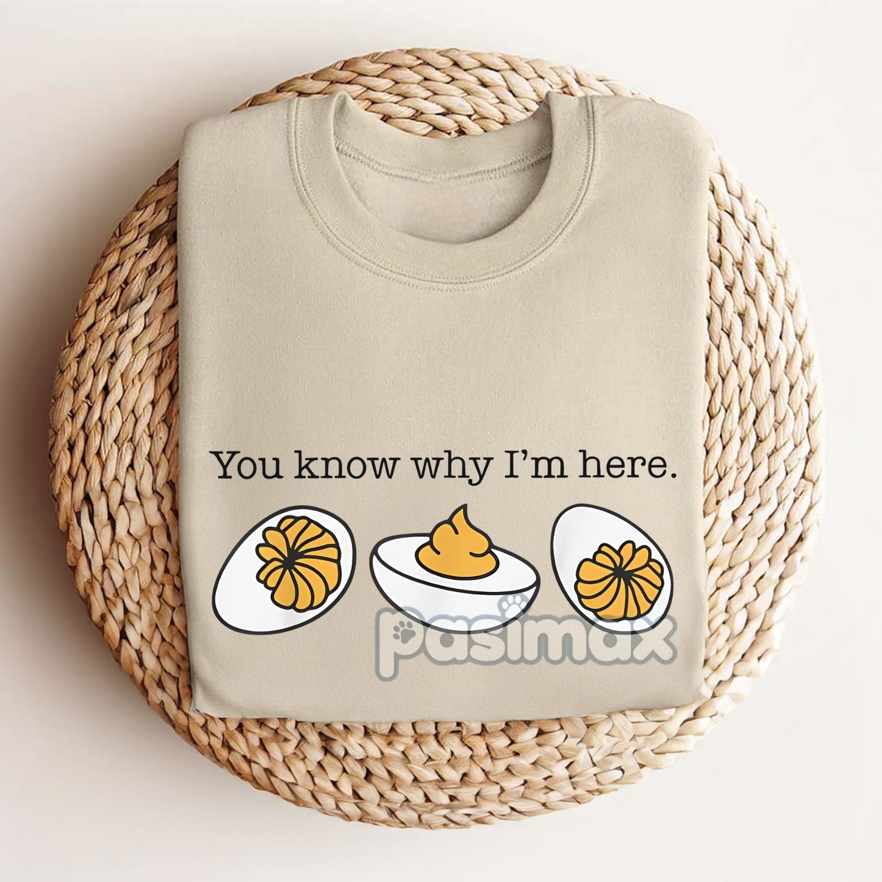 Pasimax Funny Deviled Egg Thanksgiving T-Shirt — side view
