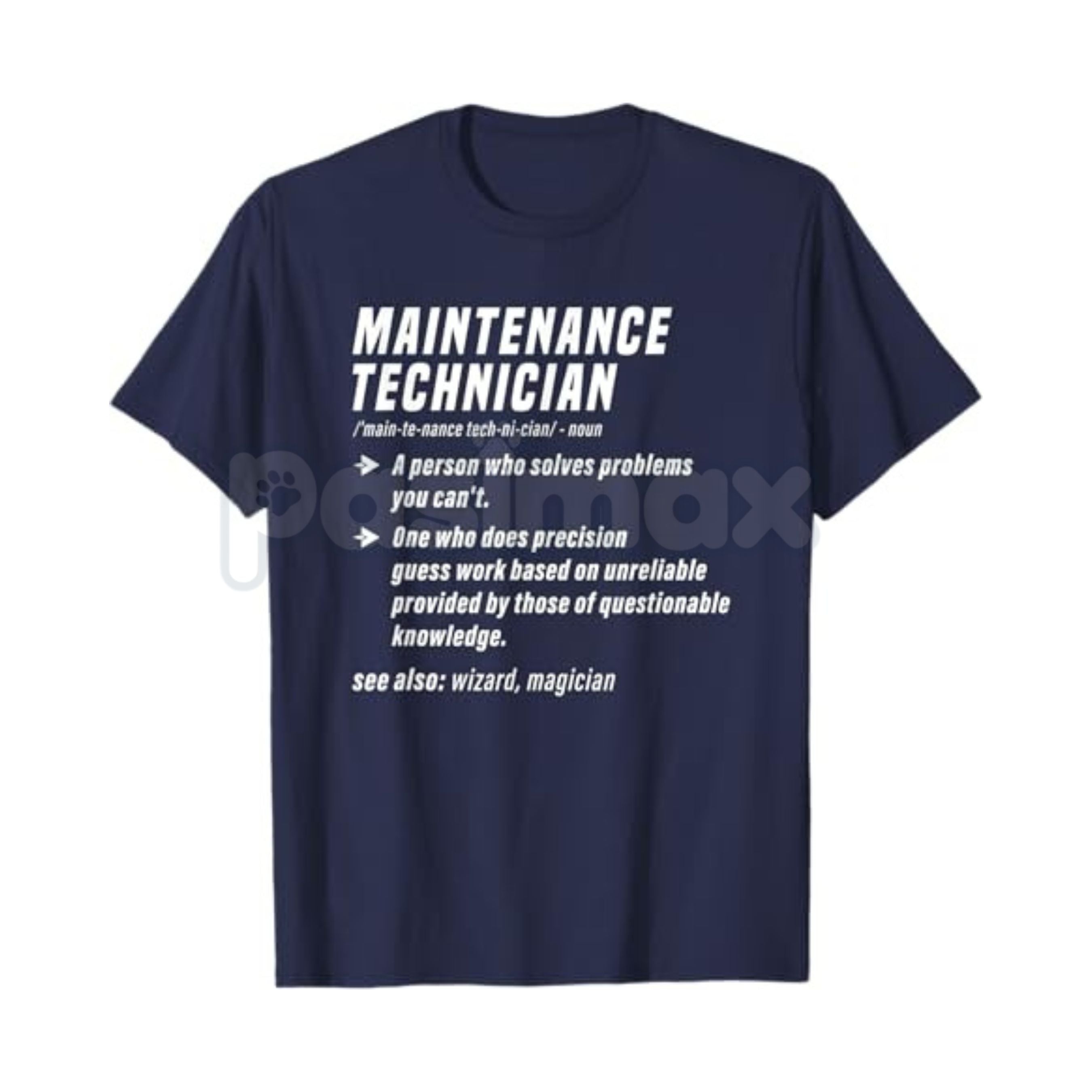Pasimax Funny Maintenance Technician Definition T-Shirt - Mechanic & Trades Humor Tee, Premium 100% Cotton Handyman Graphic S