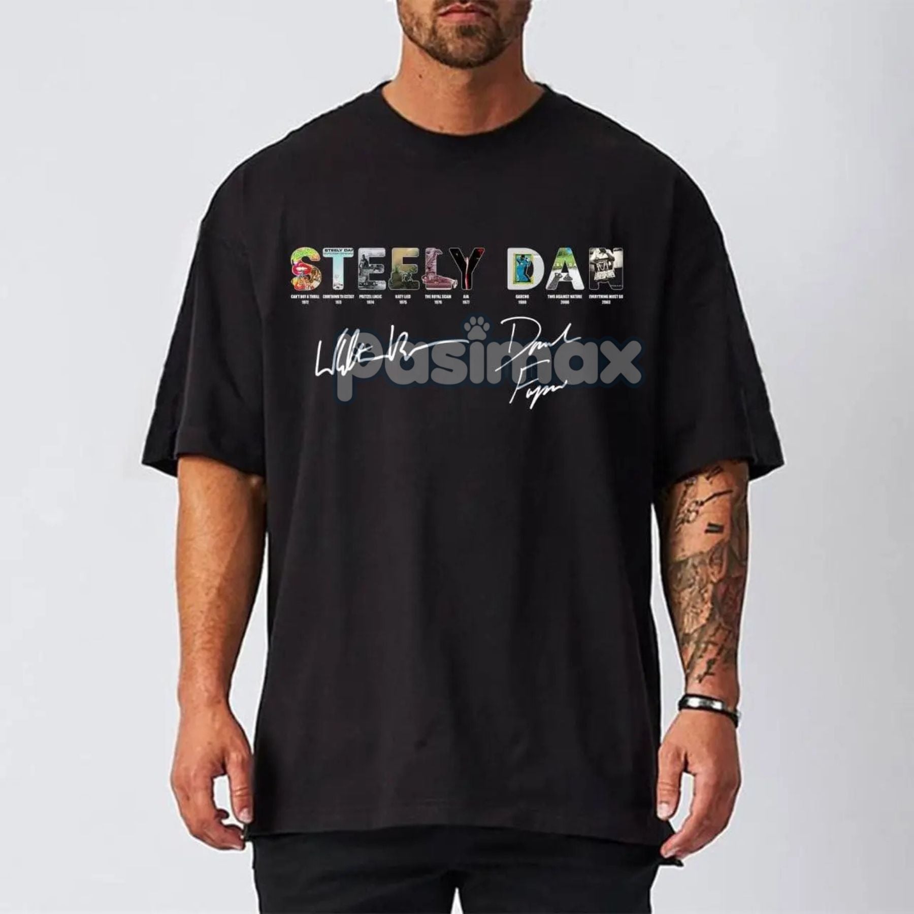 Pasimax Vintage Steely Dan Rock Band T-Shirt — lifestyle context