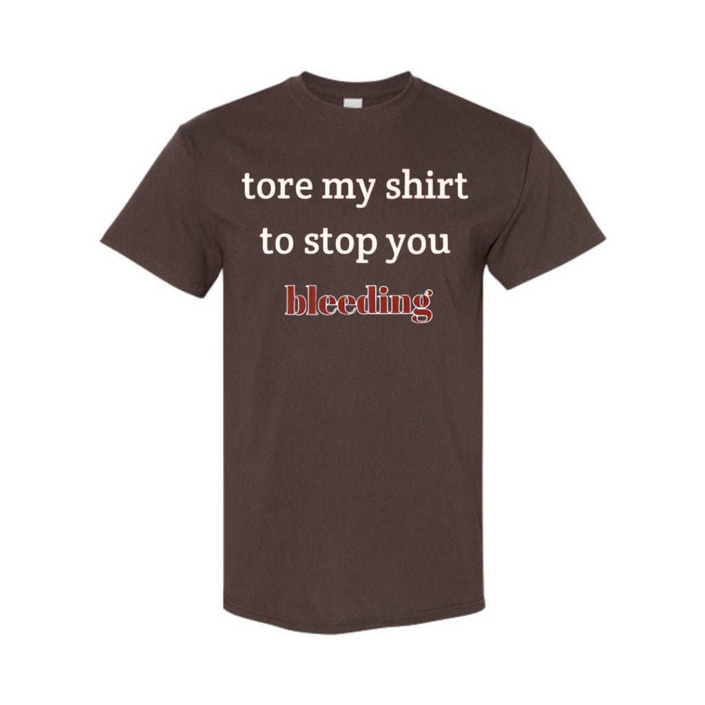 Pasimax "Tore My Shirt To Stop You Bleeding" T-Shirt — lifestyle context