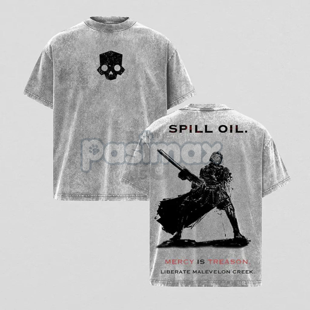 Pasimax Helldivers 2 Oversized Washed Tee – Double-Sided Print Streetwear, Unisex Gaming Apparel — lifestyle context