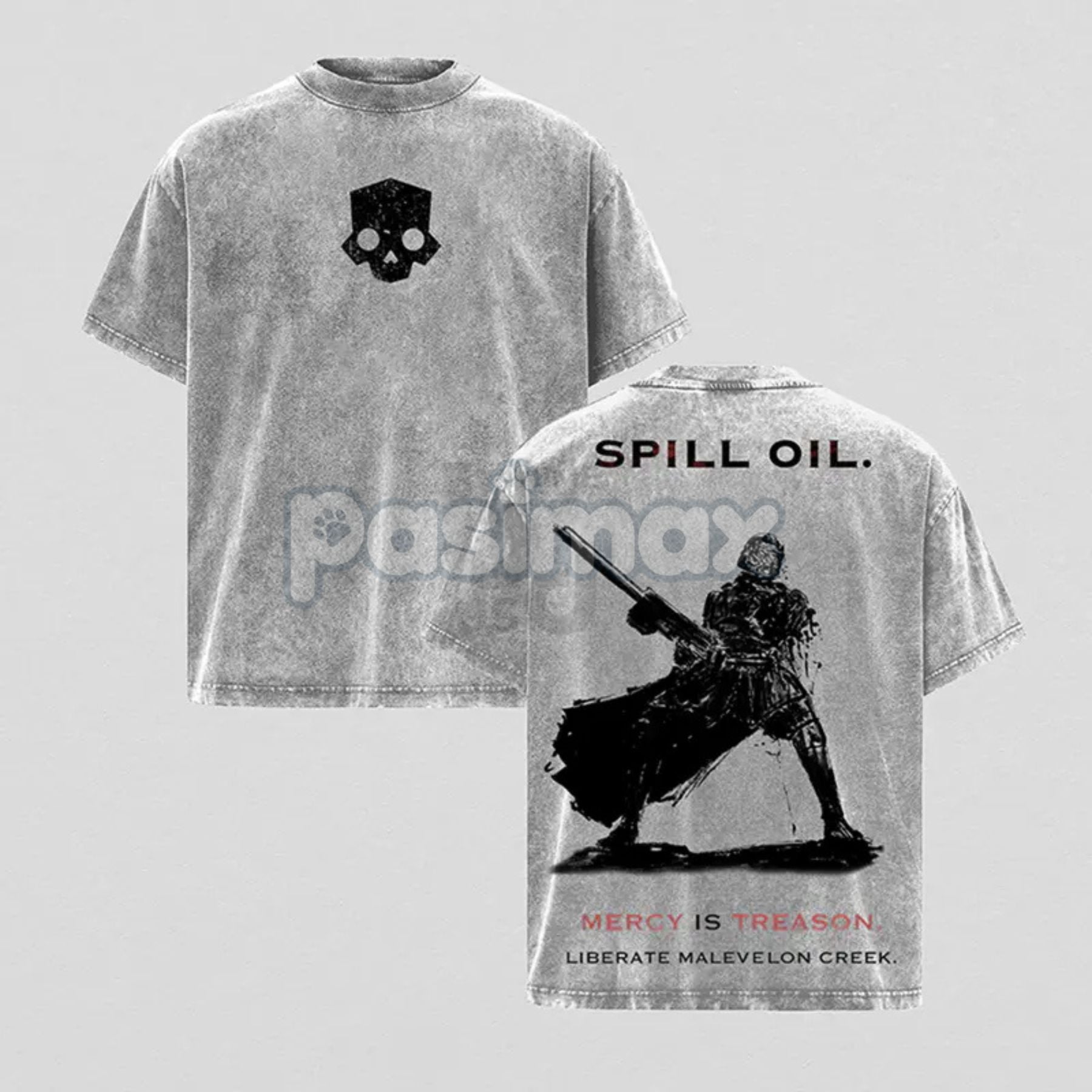 Pasimax Helldivers 2 Oversized Washed Tee – Double-Sided Print Streetwear, Unisex Gaming Apparel — lifestyle context