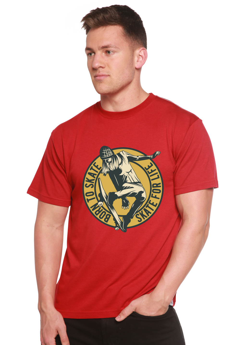 Spun Bamboo Skate For Life Men's Bamboo Viscose/Organic Cotton Short Sleeve Graphic T-Shirt — lifestyle context