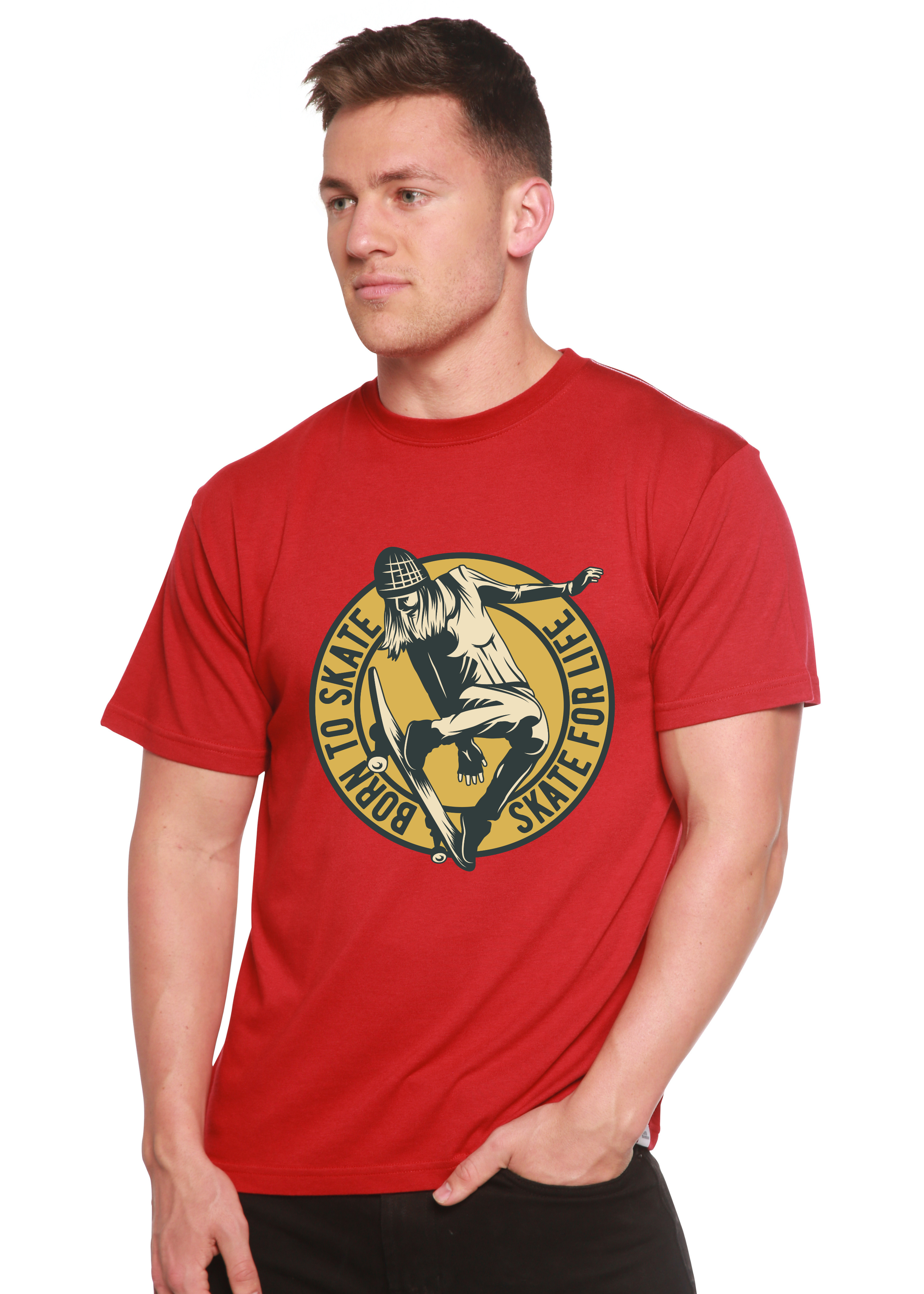 Spun Bamboo Skate For Life Men's Bamboo Viscose/Organic Cotton Short Sleeve Graphic T-Shirt — lifestyle context