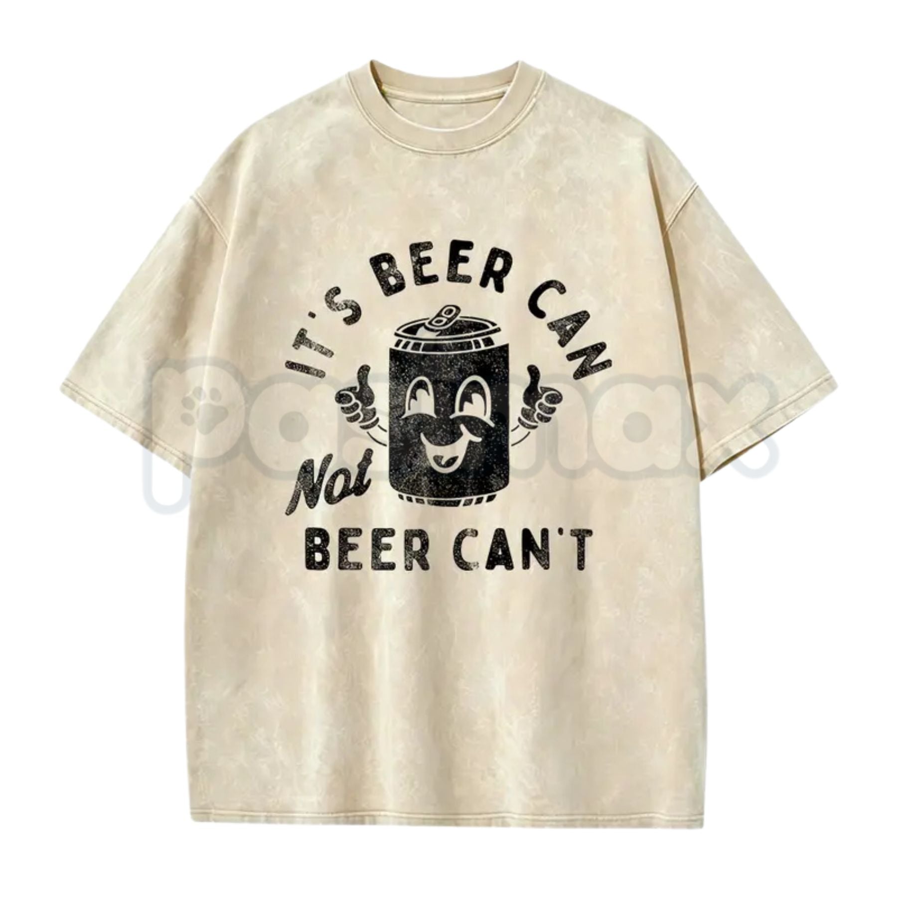 It's Beer Can Not Beer Can't T-Shirt – Funny Optimistic Beer Pun Vintage Washed Tee, Humorous Lightweight Cotton Drinking Graphic Top