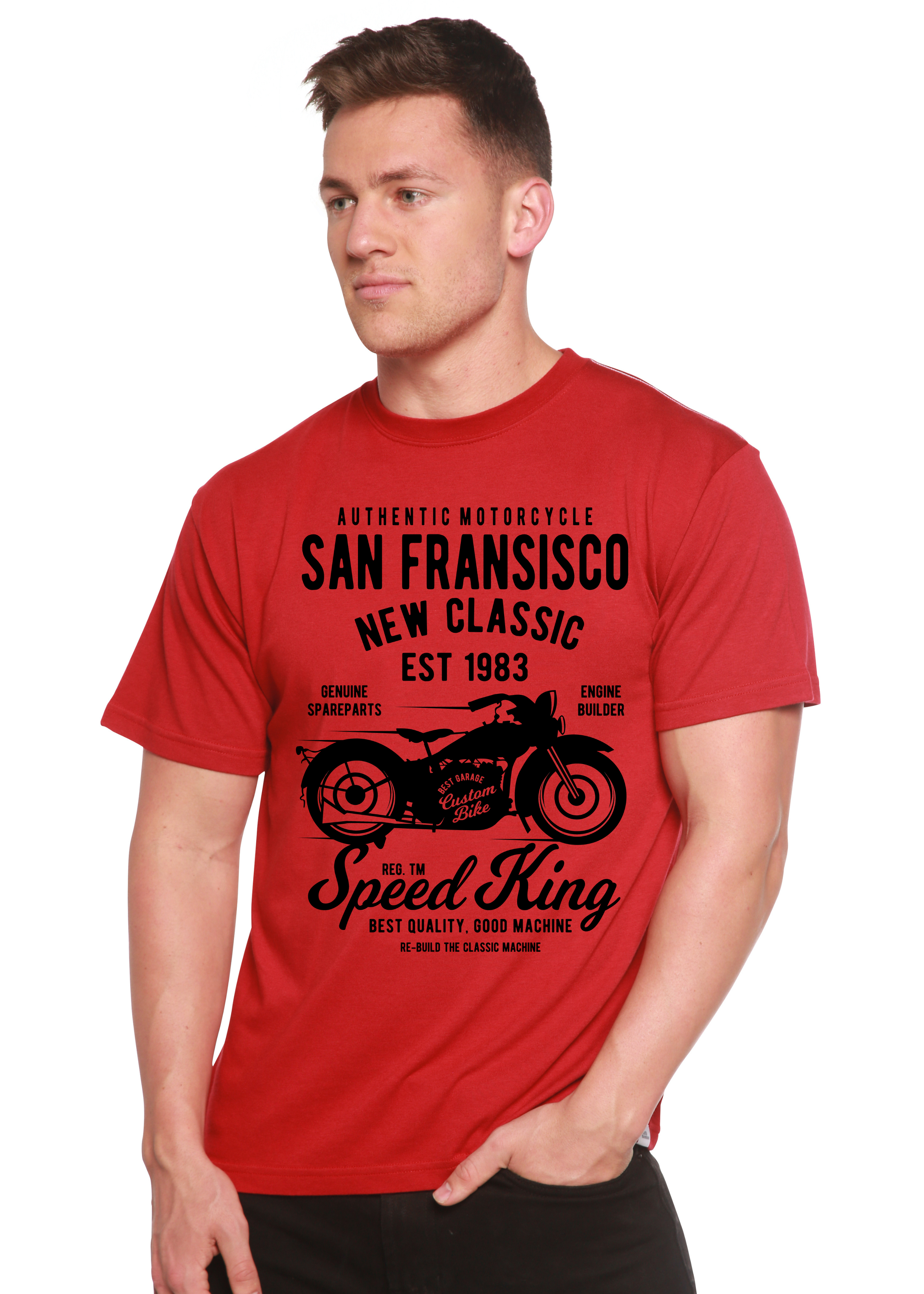 Spun Bamboo San Fransisco Spun Bamboo® Men's Bamboo Viscose/Organic Cotton Short Sleeve Graphic T-Shirt — in-use photo