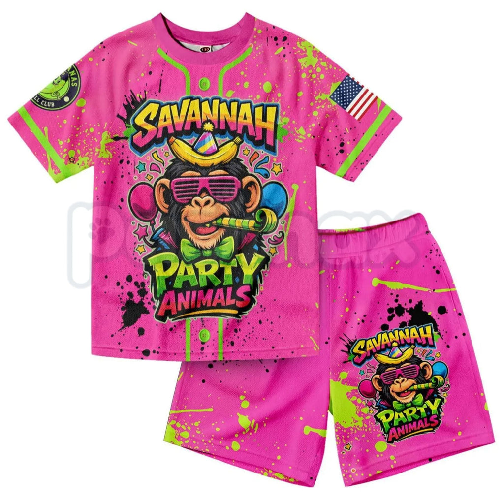 Dabbing Banana Retro American Flag Baseball Jersey Set – Toddler Athletic Mesh Outfit
