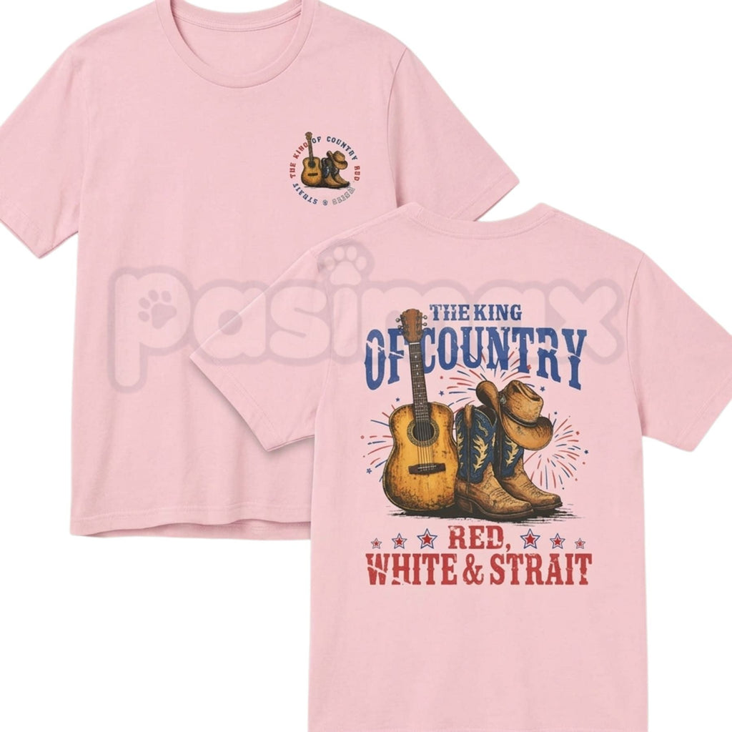 The King of Country T-Shirt – Retro Red White & Strait Western Graphic Tee