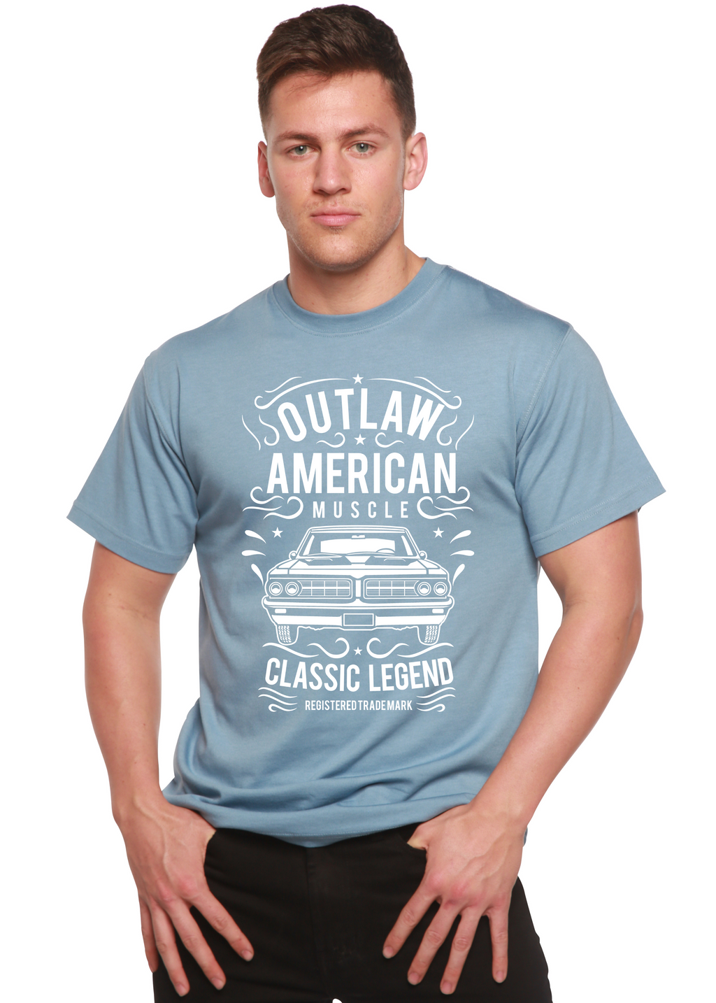 Spun Bamboo Outlaw American Muscle Spun Bamboo® Men's Bamboo Viscose/Organic Cotton Short Sleeve Graphic T-Shirt — back view