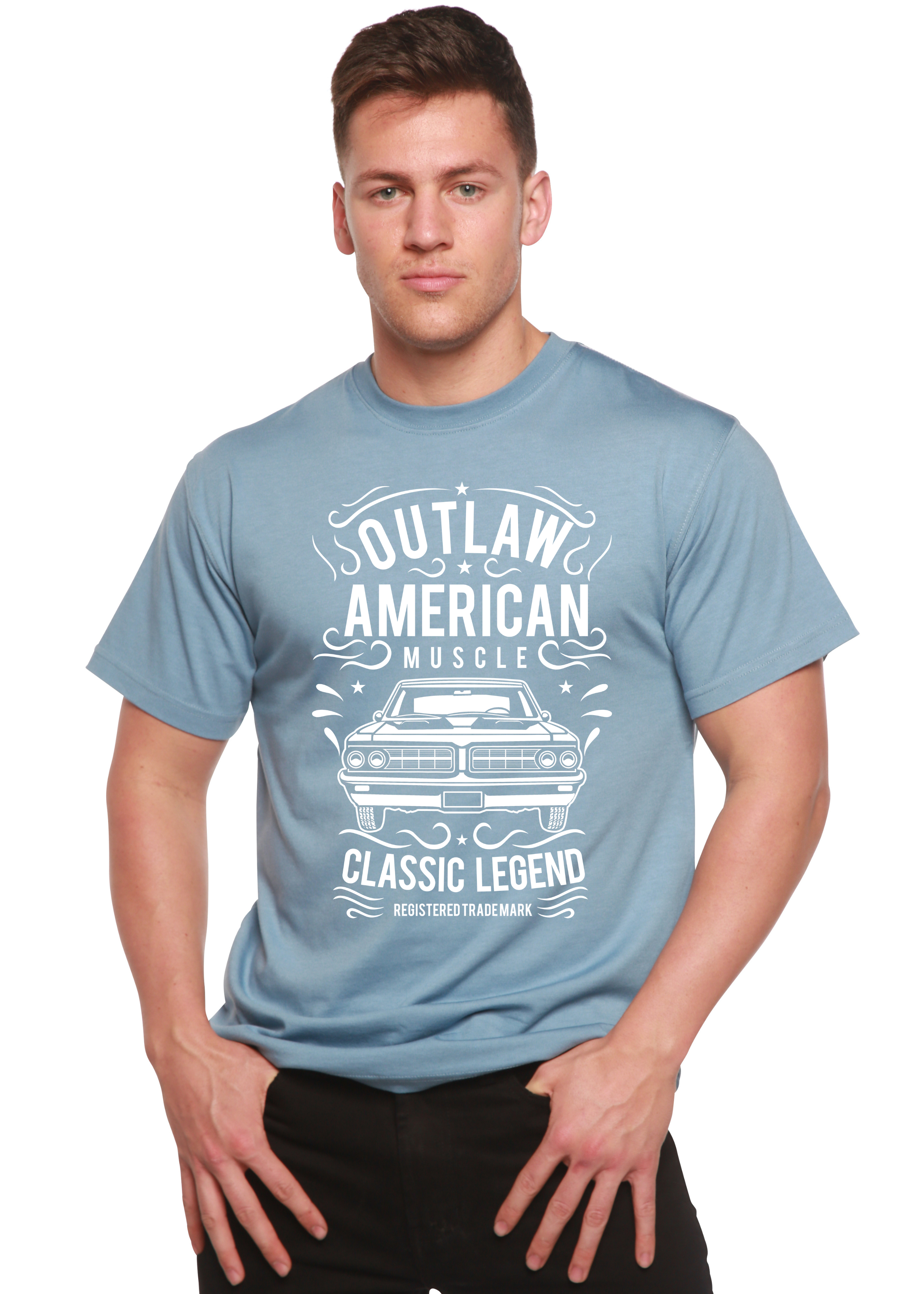 Spun Bamboo Outlaw American Muscle Spun Bamboo® Men's Bamboo Viscose/Organic Cotton Short Sleeve Graphic T-Shirt — back view