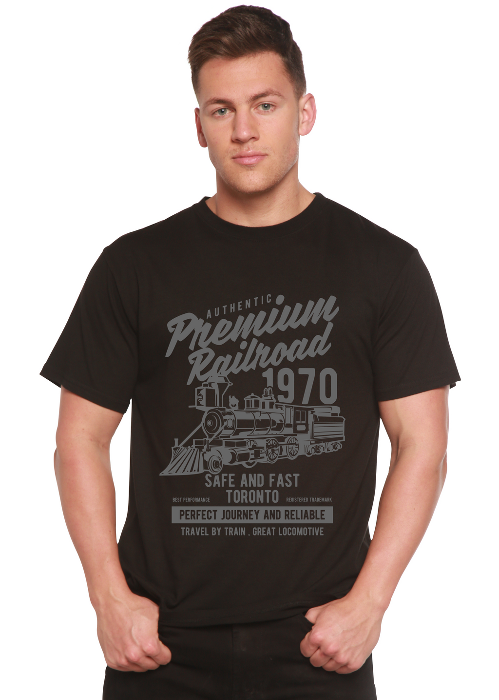 Spun Bamboo Premium Railroad Spun Bamboo® Men's Bamboo Viscose/Organic Cotton Short Sleeve Graphic T-Shirt — side view