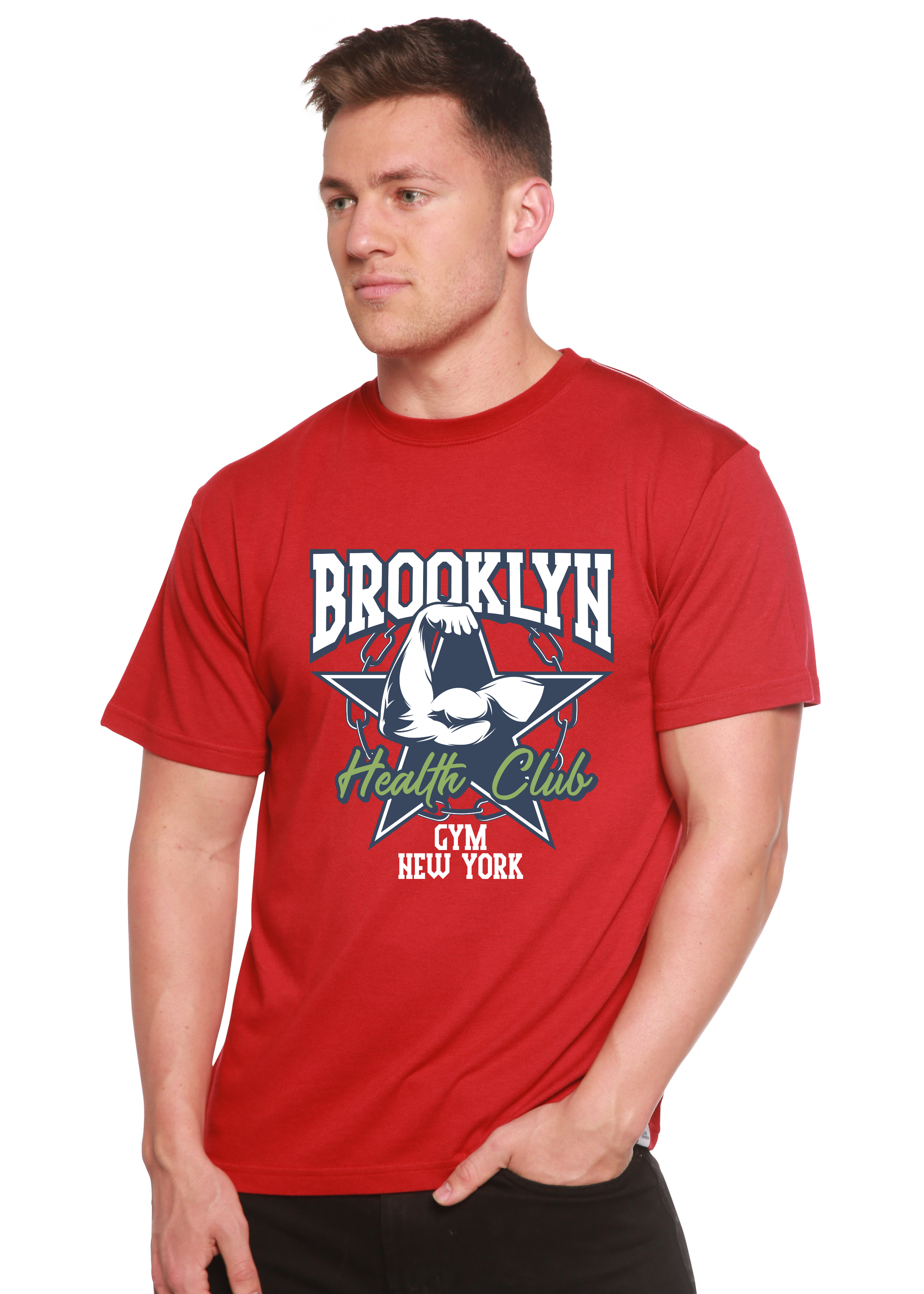 Spun Bamboo Brooklyn Health Club Men's Bamboo Viscose/Organic Cotton Short Sleeve Graphic T-Shirt — back view
