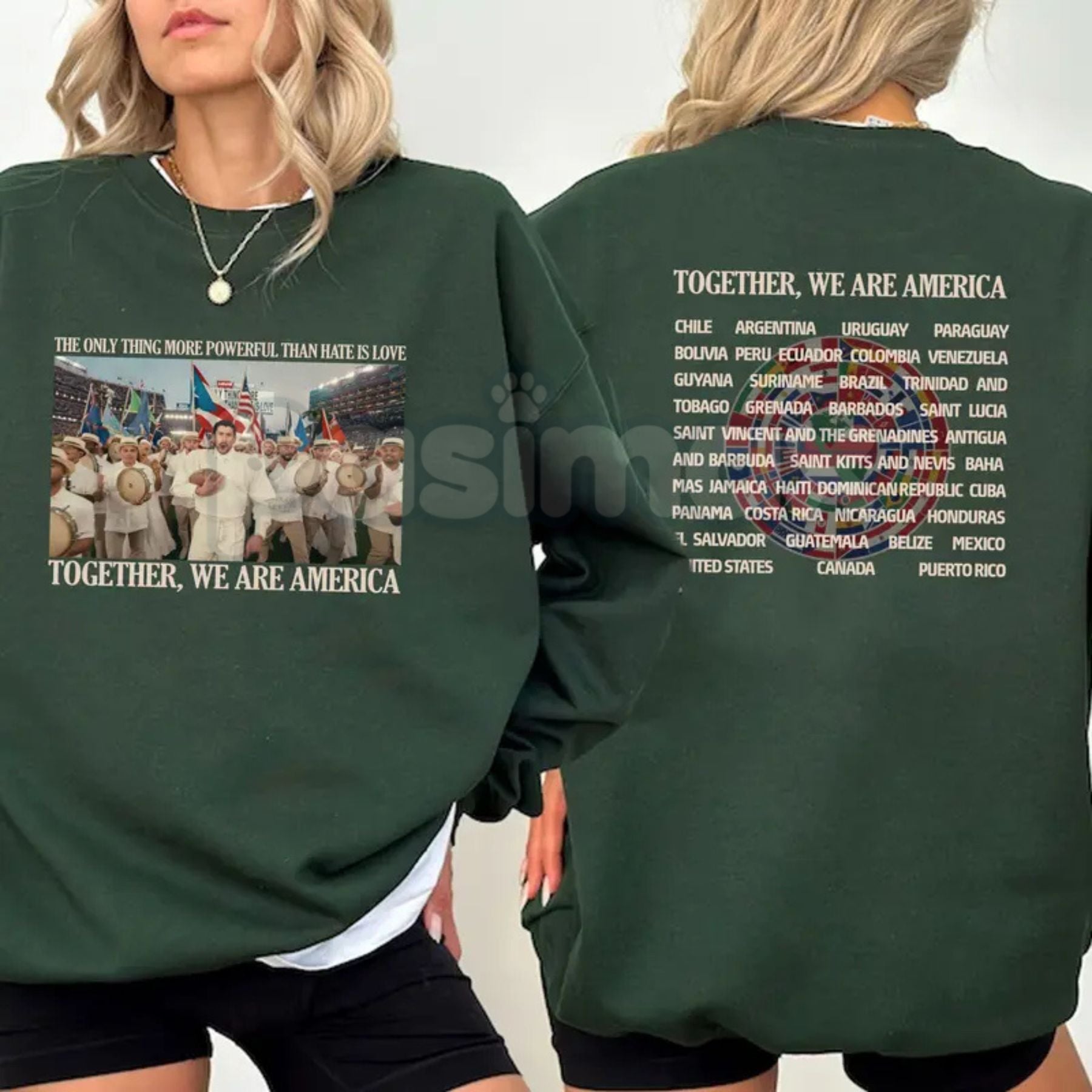 Pasimax Together We Are America Bunny Bowl Sweatshirt | 2-Sided Unisex Bunny Bowl Jumper | Patriotic Football Bunny Crewneck 