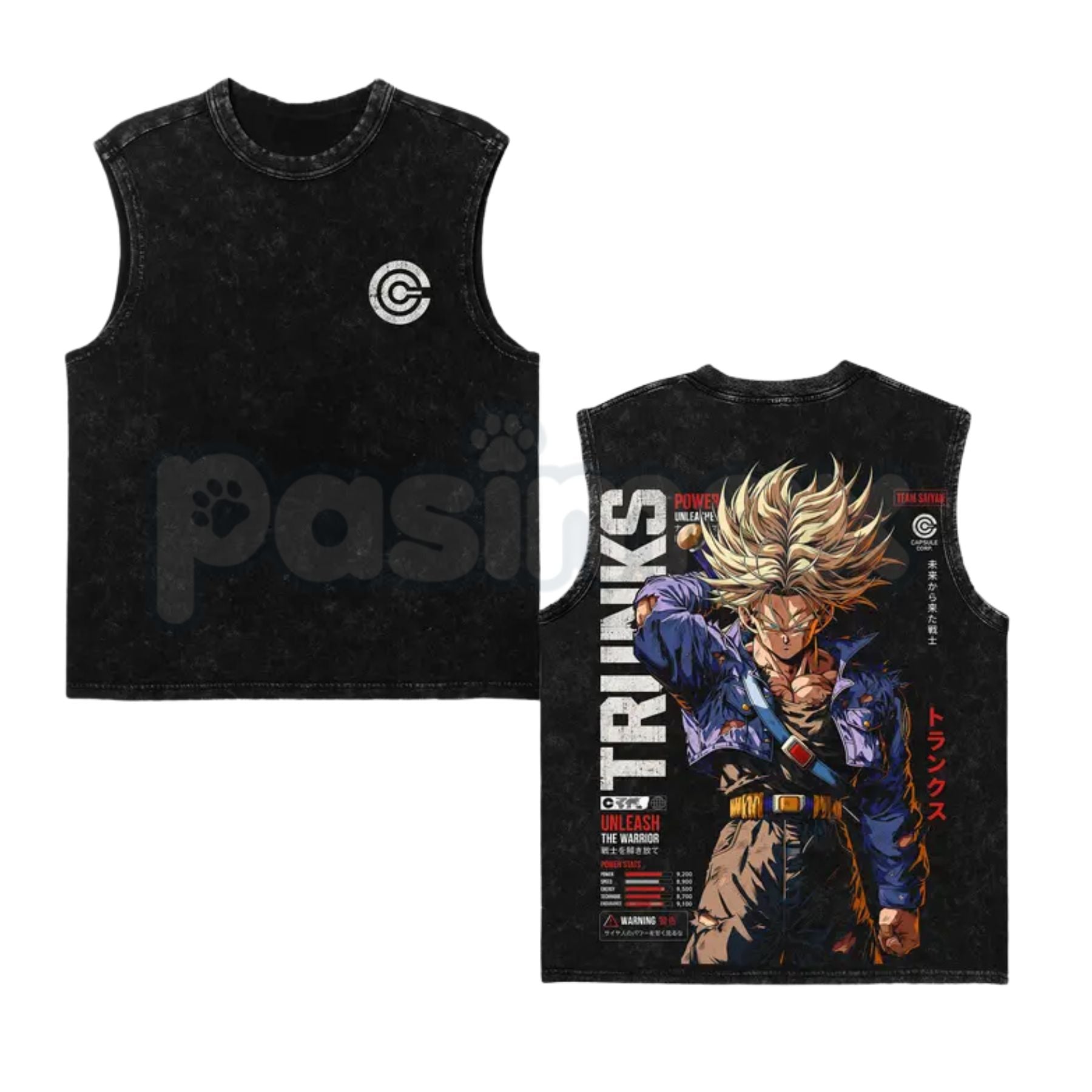 Future Trunks DBZ T-Shirt – Retro Capsule Corp Back Print Graphic Tee, Vintage Washed 90s Anime Lightweight Cotton Saiyan Top