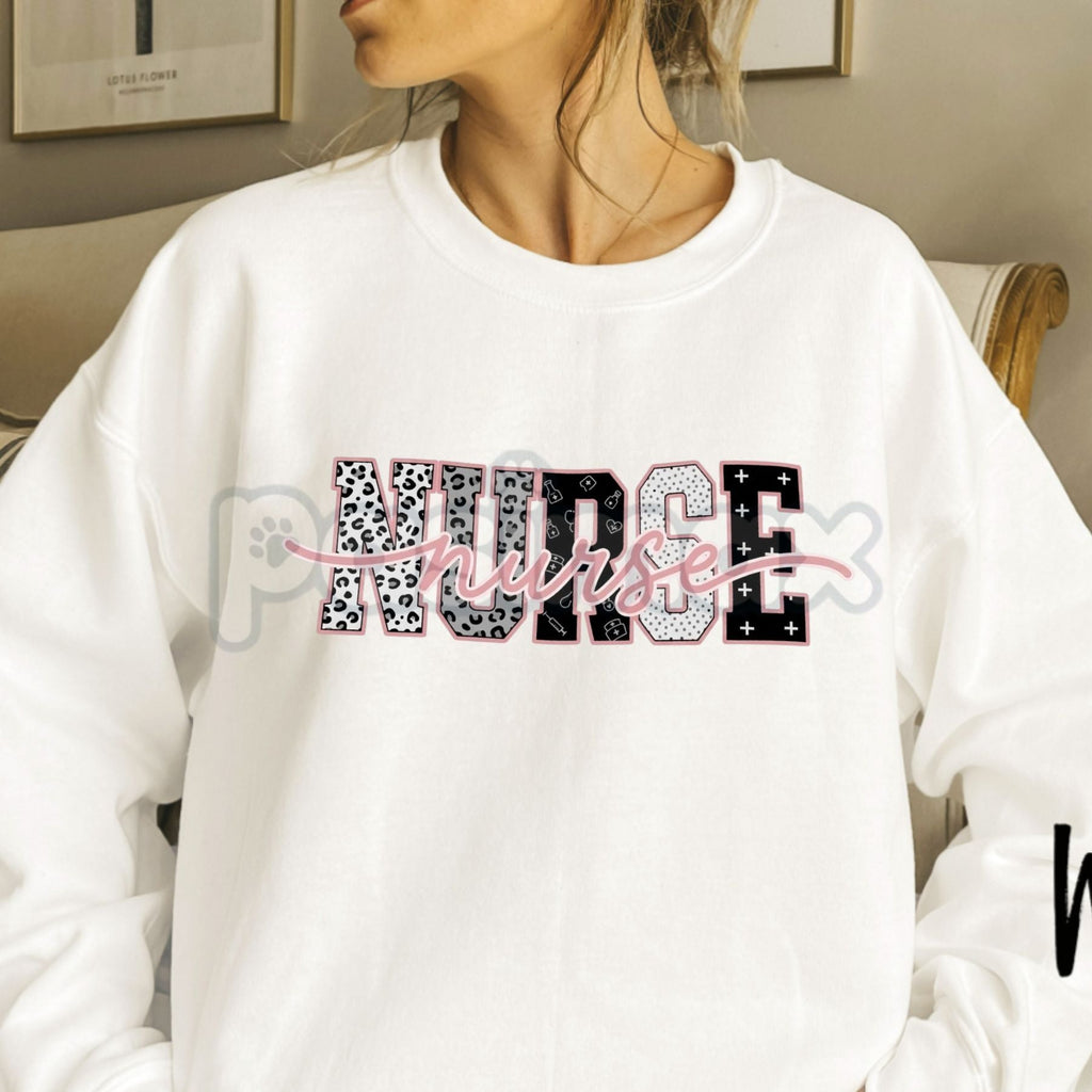 Pasimax Leopard Print Nurse Sweatshirt | Trendy Medical Icon Nursing Crewneck | Aesthetic Stethoscope Graphic Pullover | Fier