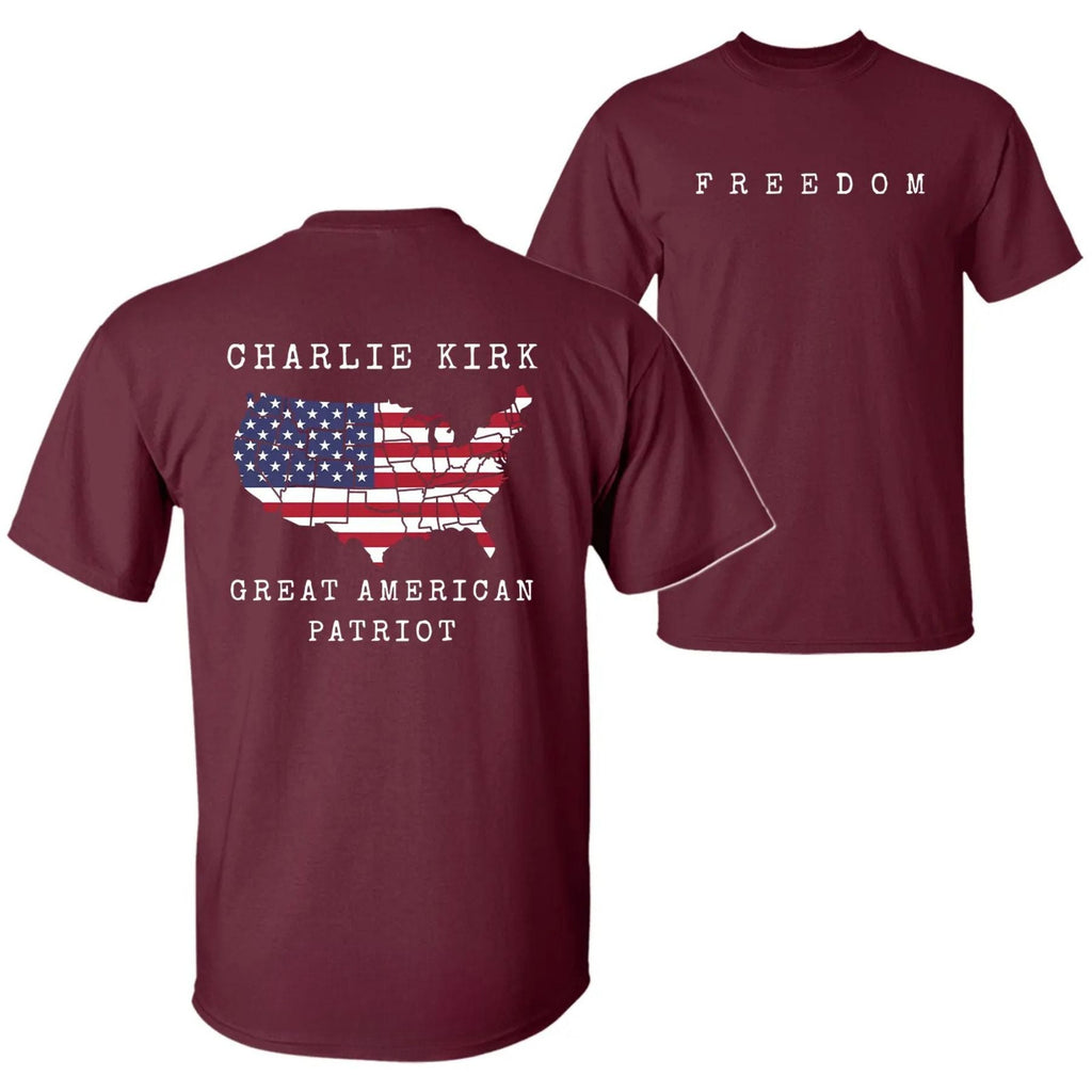 Pasimax Charlie Kirk "Freedom & True Patriot" T-Shirt — lifestyle context