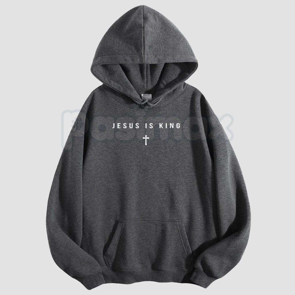 Pasimax Jesus Is King Cross Graphic Hoodie – Faith-Based Christian Apparel, Religious Statement Pullover, Unisex — lifestyle 