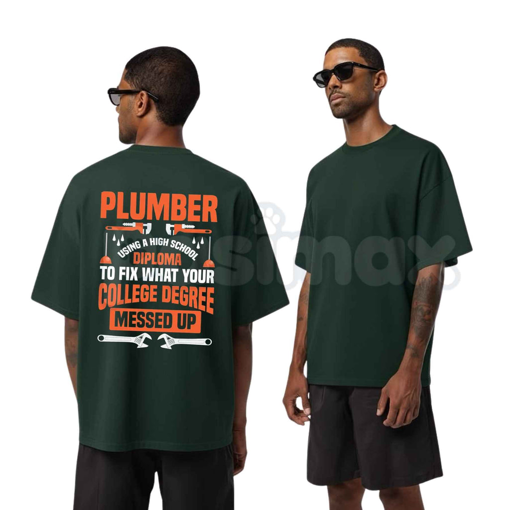 Plumber Shirt My Diploma Is To Fix What Your College Degree Messed Up Tee – Funny Plumbing Trade Graphic T-Shirt, Sarcastic Blue Collar Laborer Unisex Work Apparel
