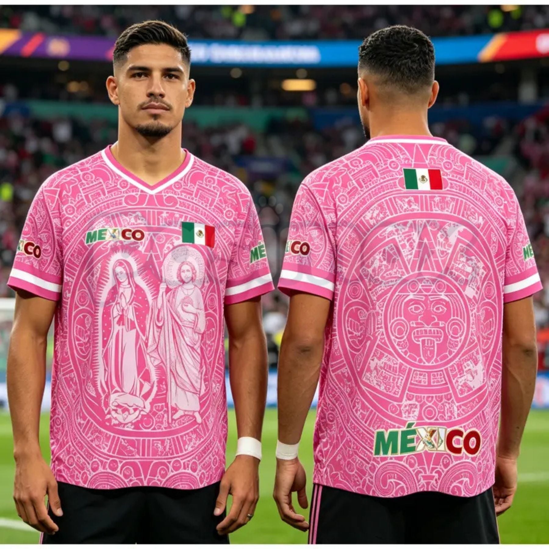 Light Pink Virgencita & San Juditas Mexico Soccer Jersey – 2026 World Cup Fan Gear Shirt for Men & Women