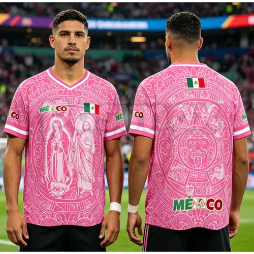 Light Pink Virgencita & San Juditas Mexico Soccer Jersey – 2026 World Cup Fan Gear Shirt for Men & Women