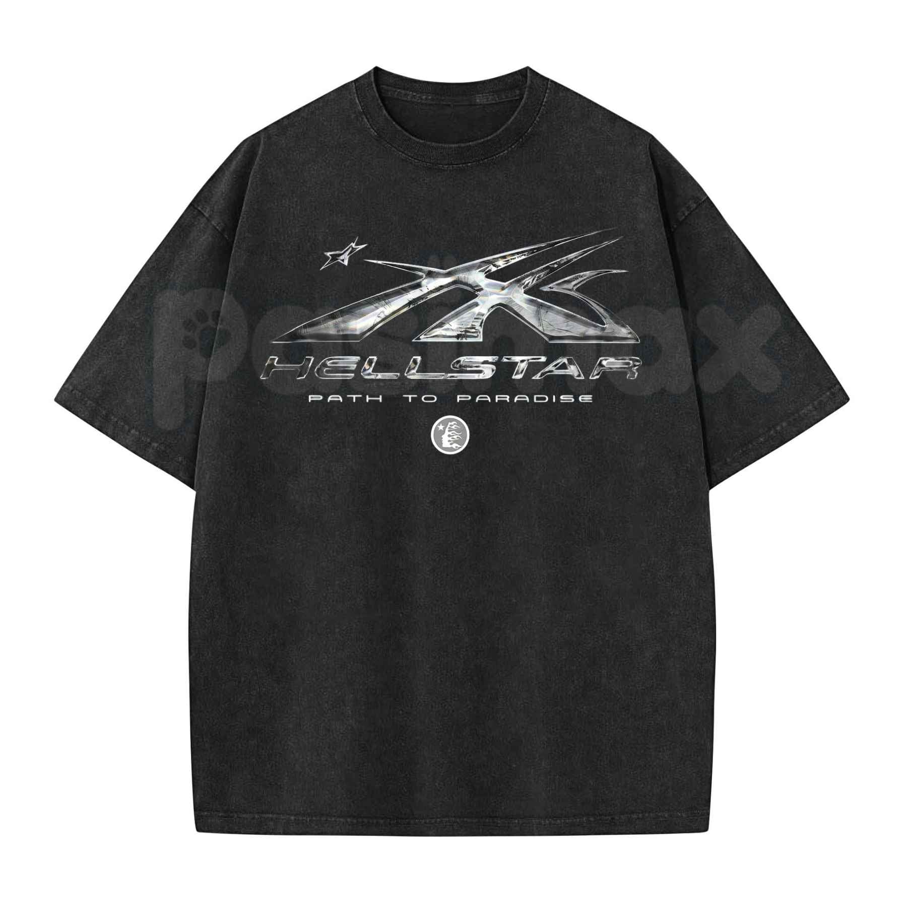 Hellstar Washed T-Shirt – Retro Oversized Heavyweight Cotton Graphic Tee, Vintage Mineral Faded Hip-Hop Streetwear Unisex Top