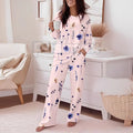 Pasimax ChicMe Women's Floral Print Lounge Set - Long Sleeve Top & Casual Pants with Pockets, Comfortable Home Wear — detail 