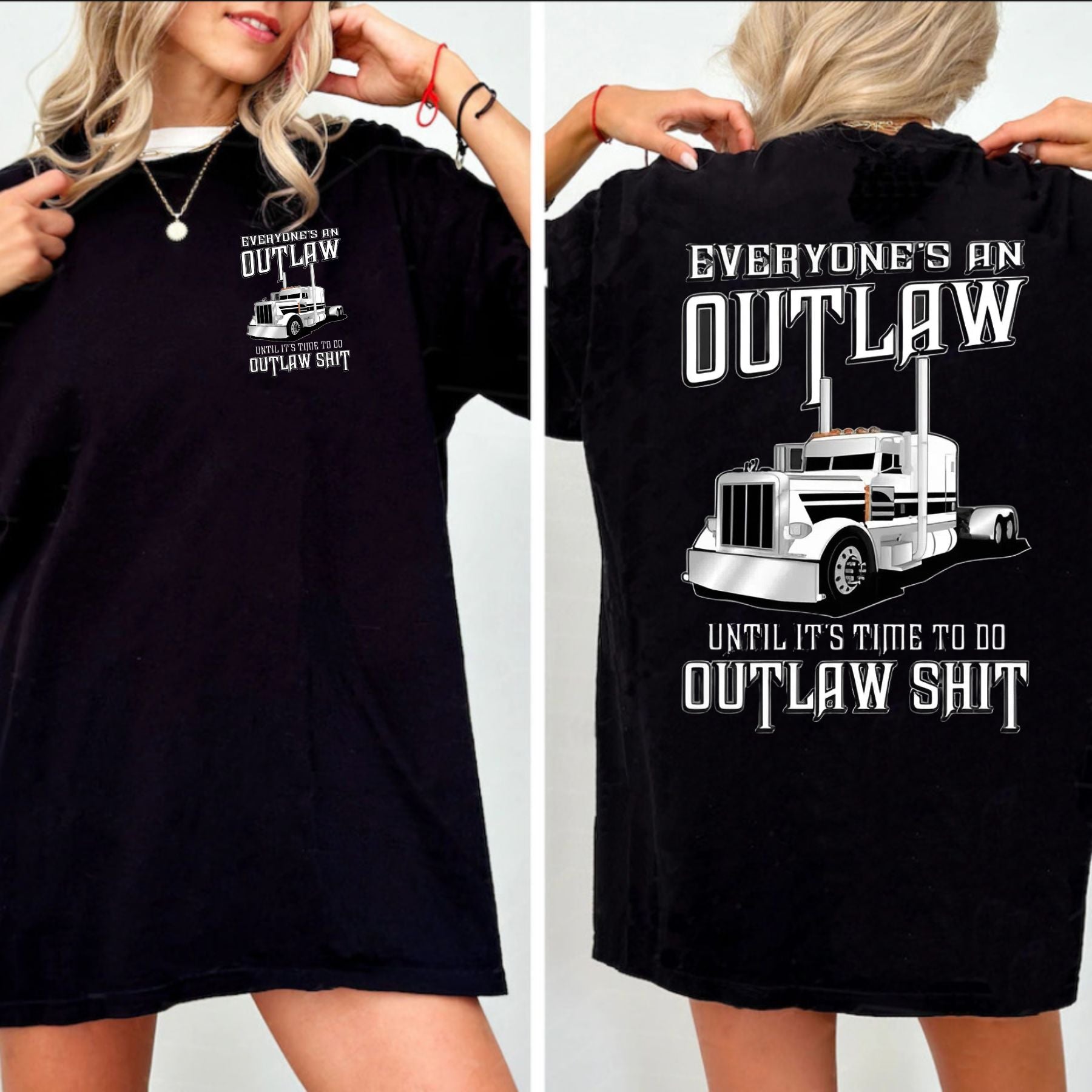Pasimax Outlaw Semi Truck T-Shirt — detail close-up