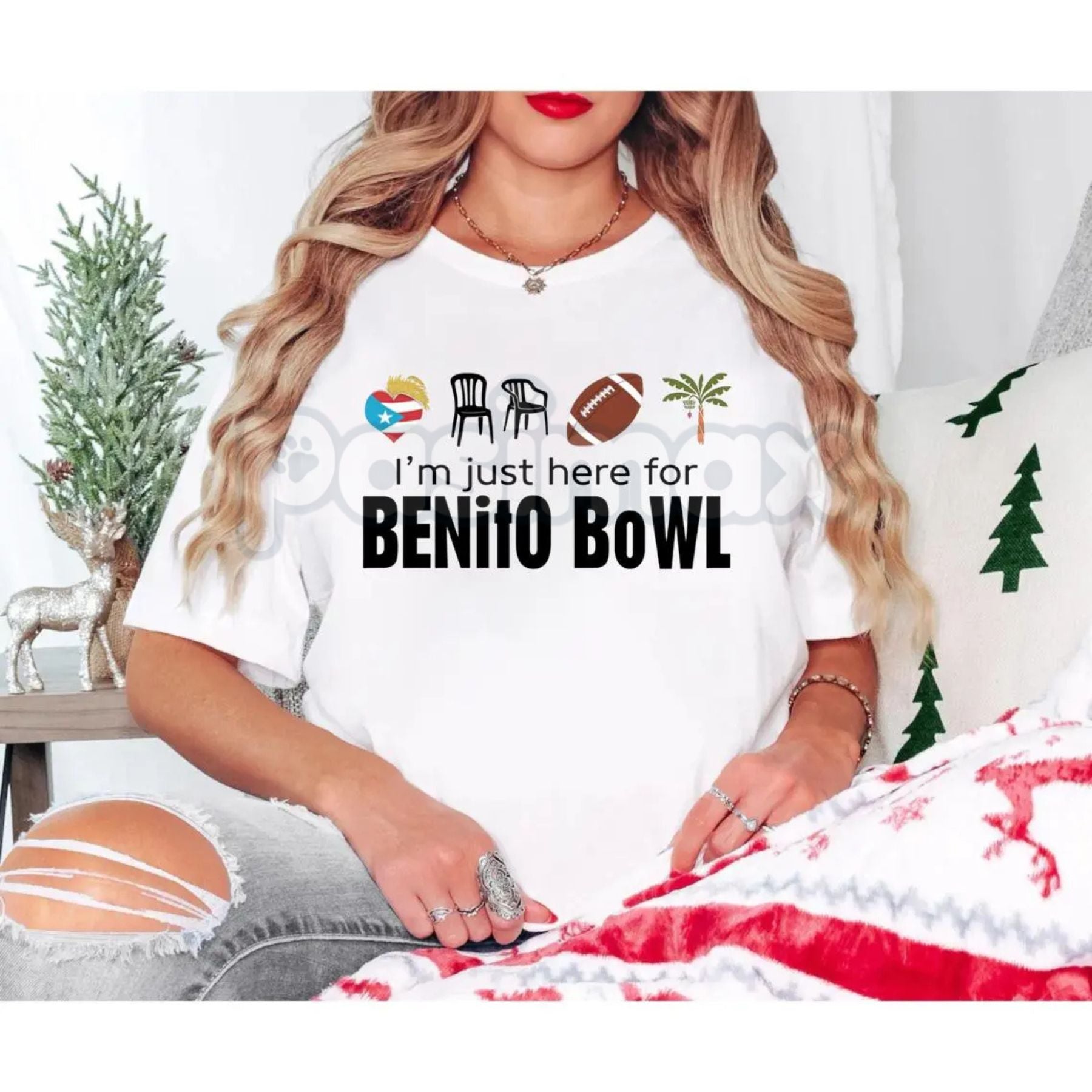 Pasimax "I'm Just Here for the Benito Bowl" T-Shirt - Bad Bunnie Halftime Show 2026 Tee, Funny Football Sunday Graphic Shirt,