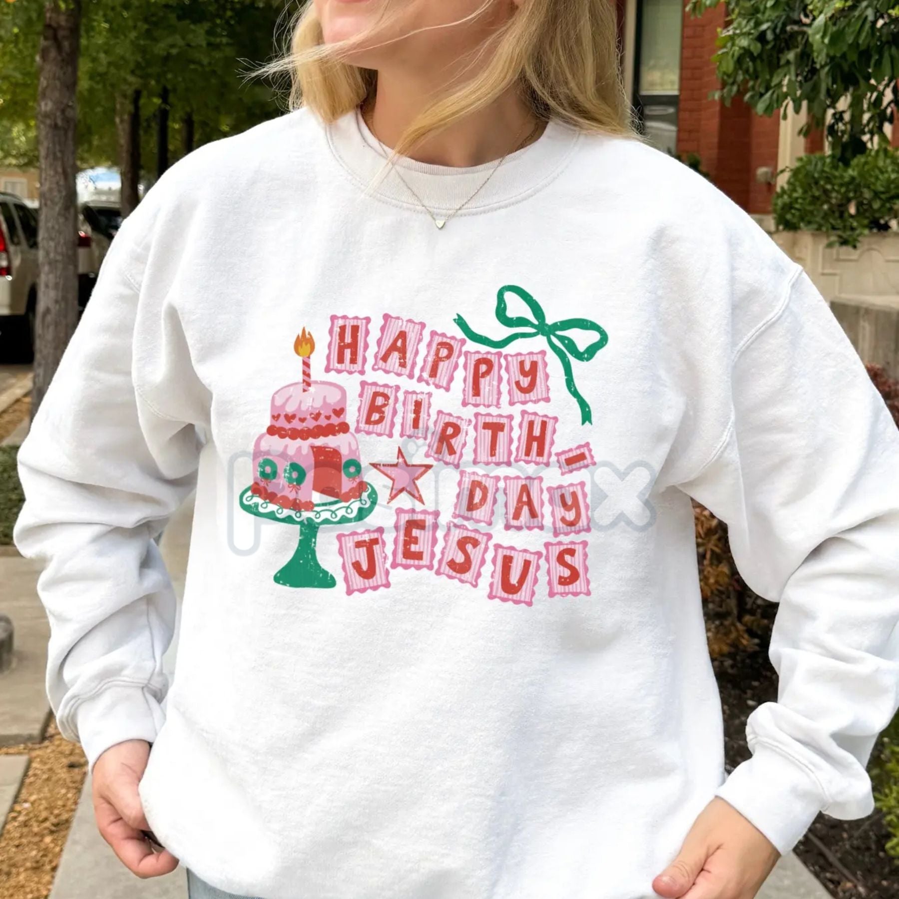 Pasimax HBD Jesus Crewneck Sweatshirt – Funny Birthday Holiday Graphic — lifestyle context