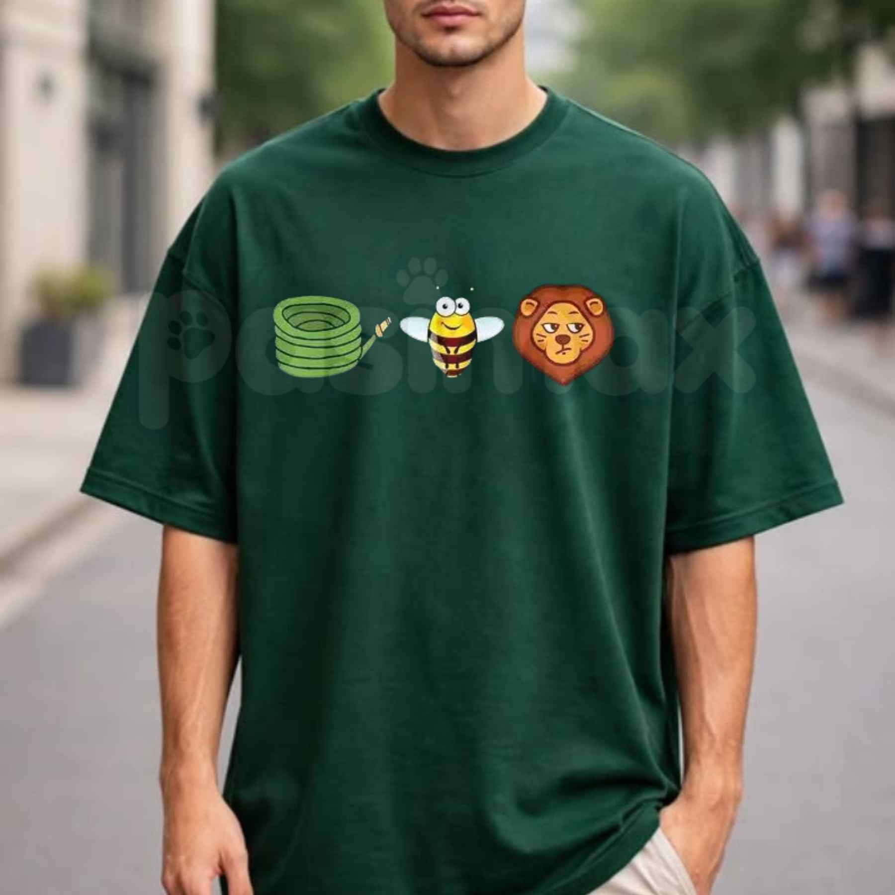 Hose Bee Lion Graphic T-Shirt – Funny Wordplay Animal Pun Mens Cotton Short Sleeve Tee
