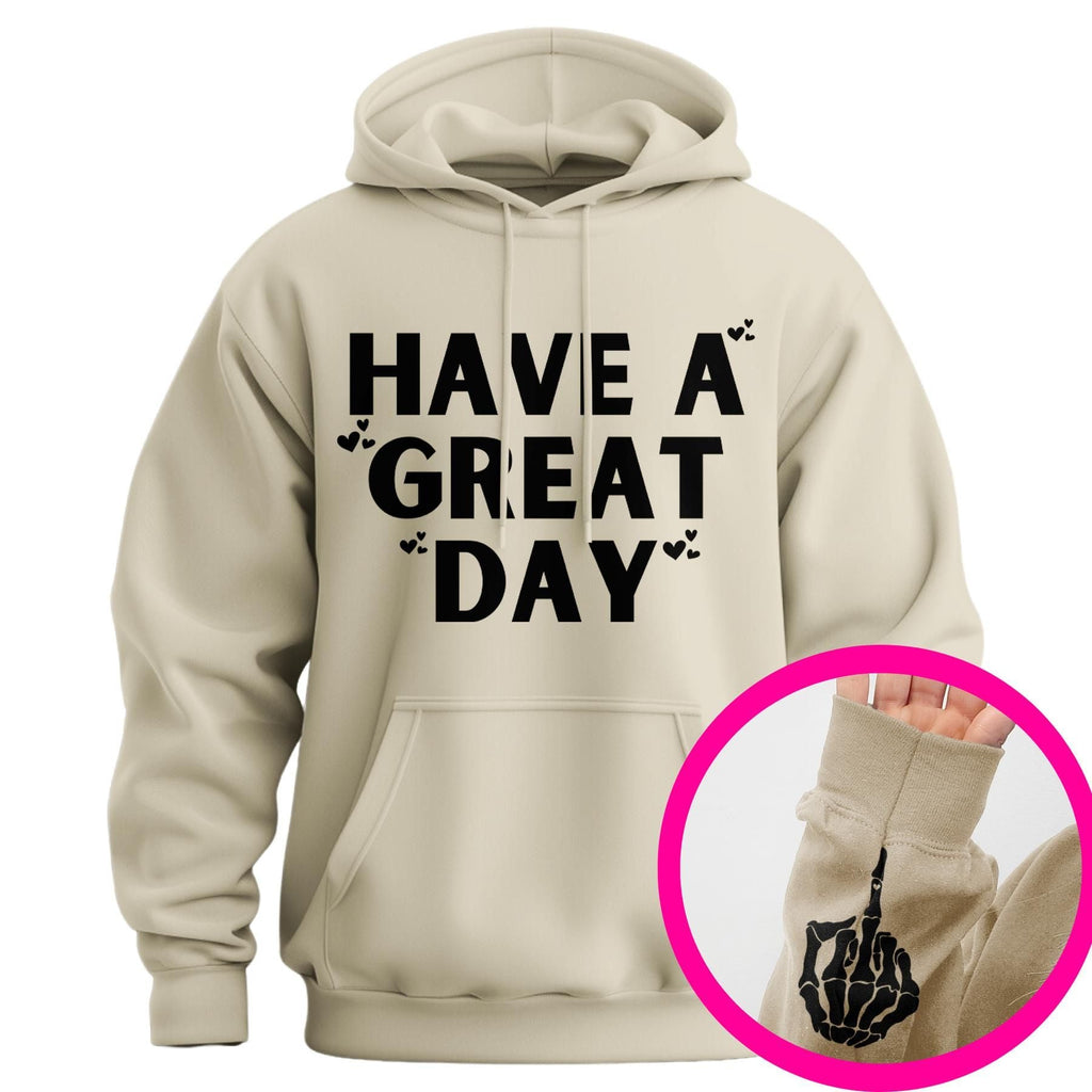Pasimax "Have A Great Day" Middle Finger Hoodie — fabric or material detail