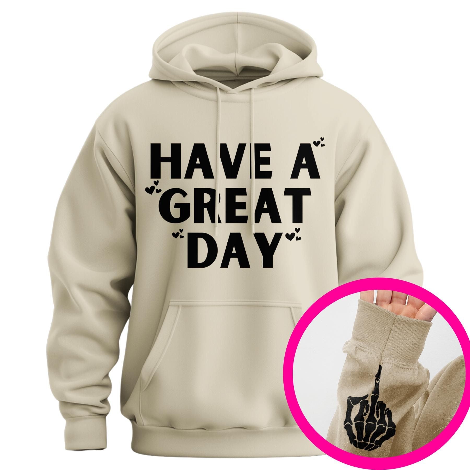 Pasimax "Have A Great Day" Middle Finger Hoodie — fabric or material detail