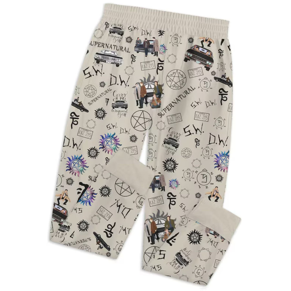 Pasimax Supernatural Pajamas Set, Winchester Brothers Pajamas for Women & Men — lifestyle context